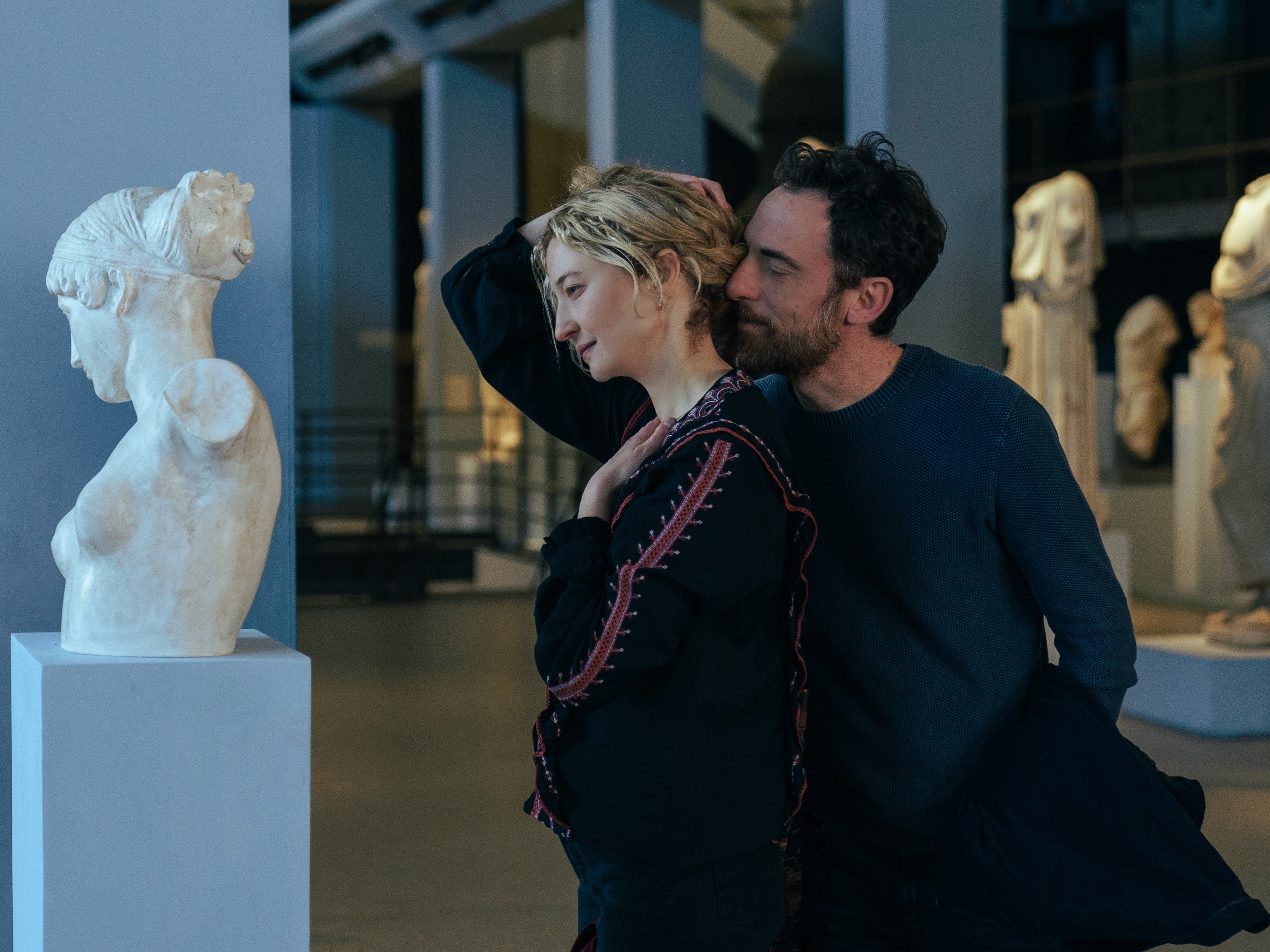 Alba Rohrwacher (left) and Elio Germano in a still from Three Goodbyes (category IIA; Italian), directed by Isabel Coixet. Francesco Carril co-stars.