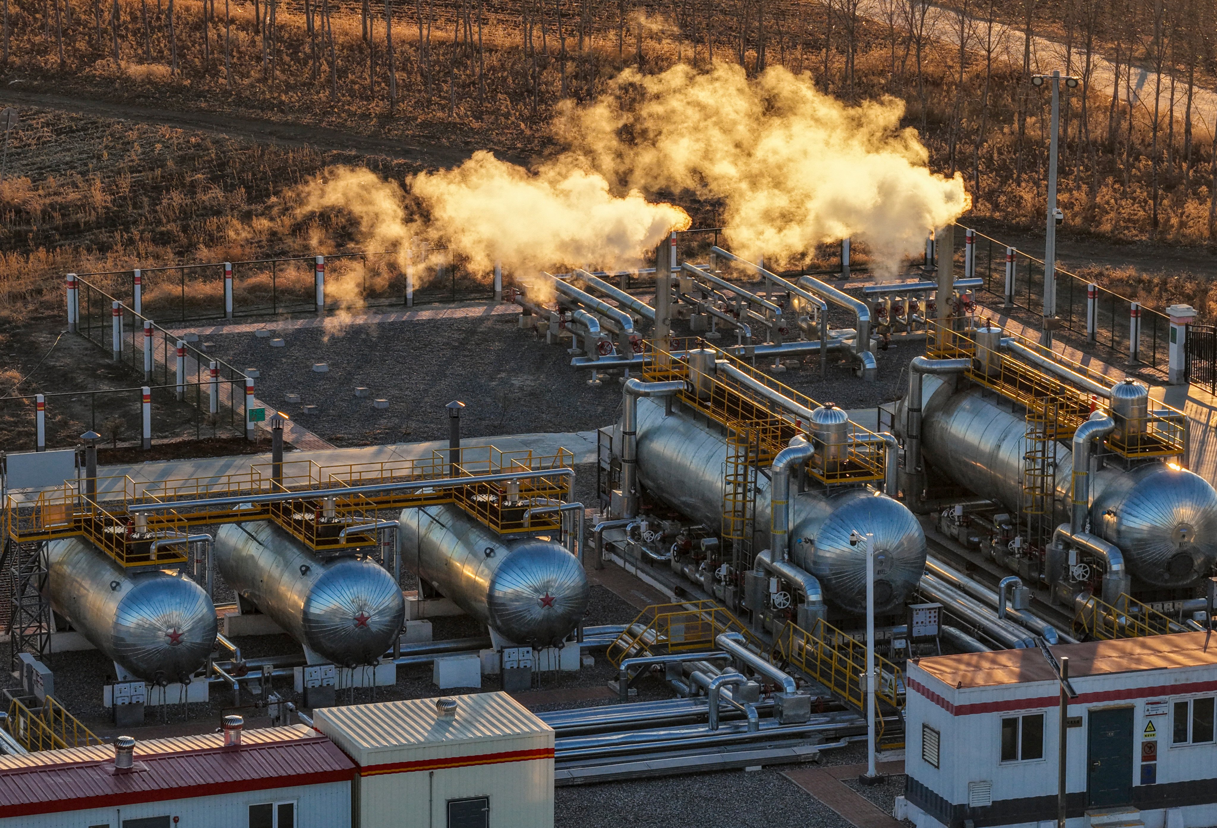 An aerial drone photo shows a view of Daqing oilfield in Daqing, northeast China’s Heilongjiang province, on December 4, 2025. Photo: Xinhua