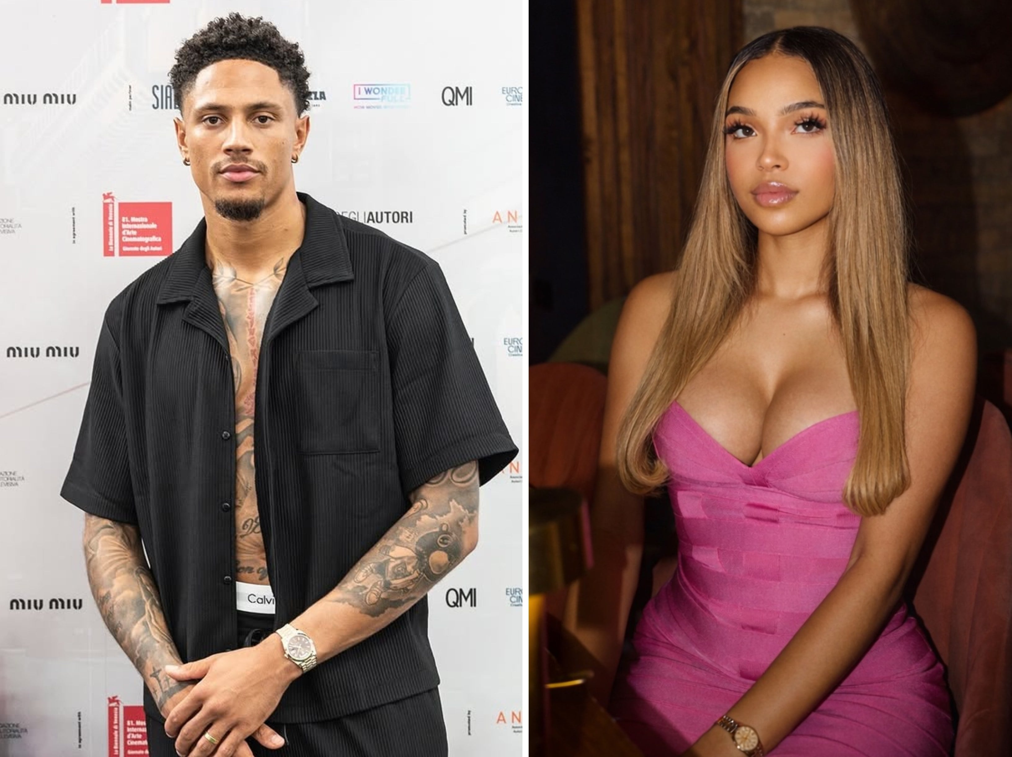 Nigeria goalkeeper Maduka Okoye and model Jelicia Westhoff share a son. Photos: @madukaokoye, @jelicia.westhoff/Instagram