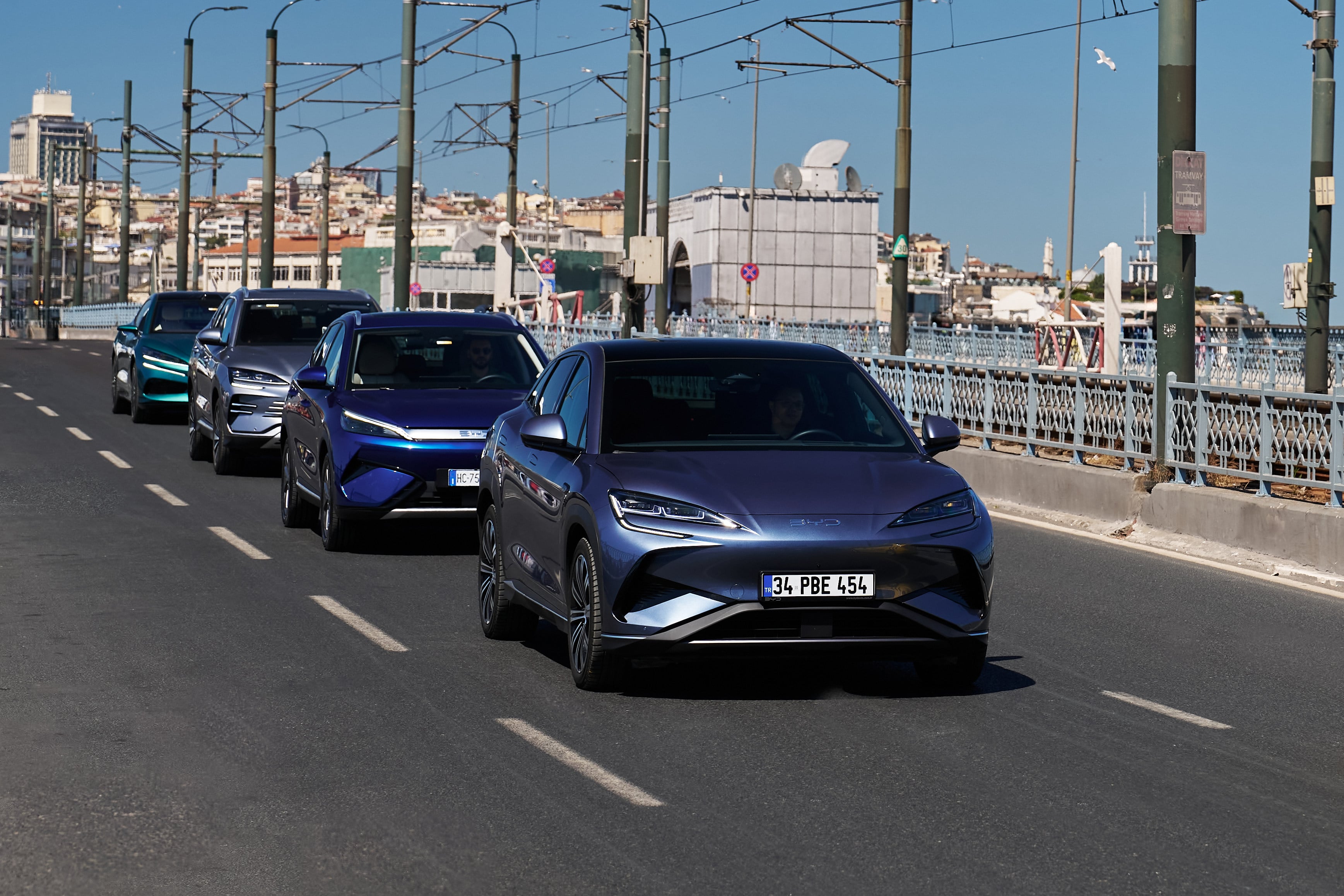The fleet of BYD Denza Z9GT cars travelling from Rome to Hong Kong in Istanbul on June 23. Photo: Handout