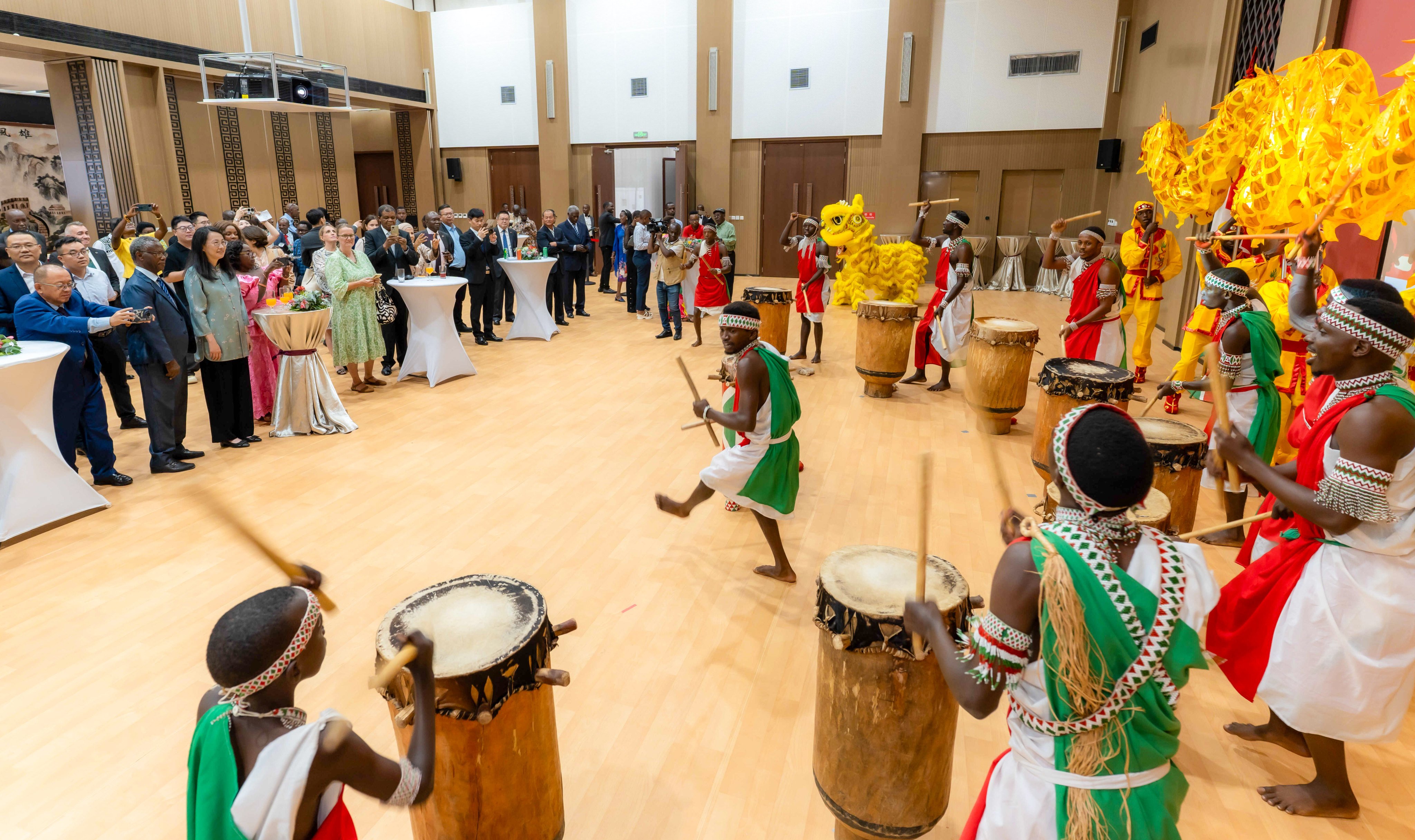 Burundian drummers play at an event to open China Film Week, organised by the Chinese embassy in Bujumbura on July 15. Photo: Handout