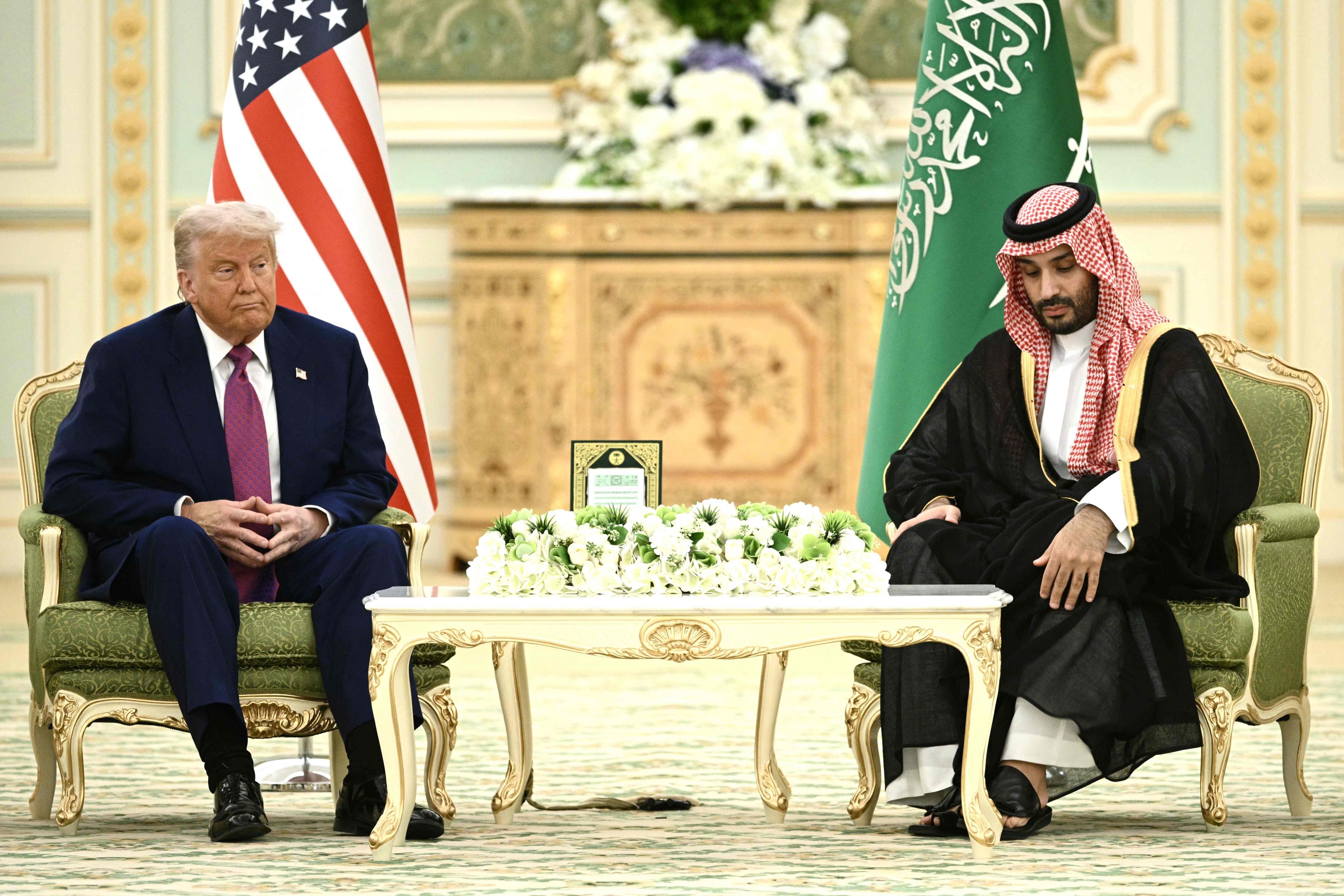 US President Donald Trump (left) and Saudi Crown Prince Mohammed bin Salman during a meeting in Riyadh in May 2025. Photo: AFP