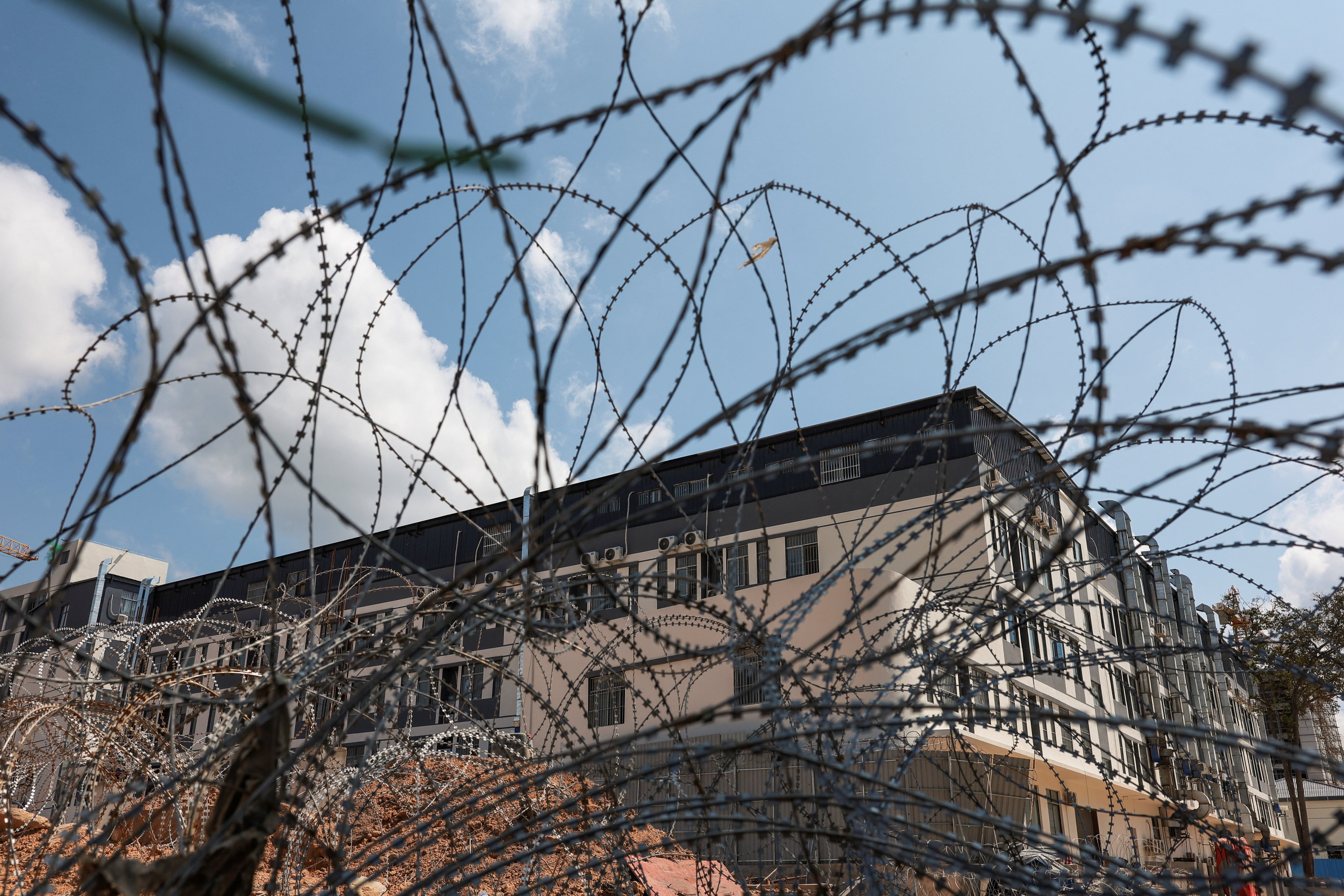 A compound near the Thai-Cambodian border Thailand’s military said was used for scam operations, pictured in March. Photo: Reuters