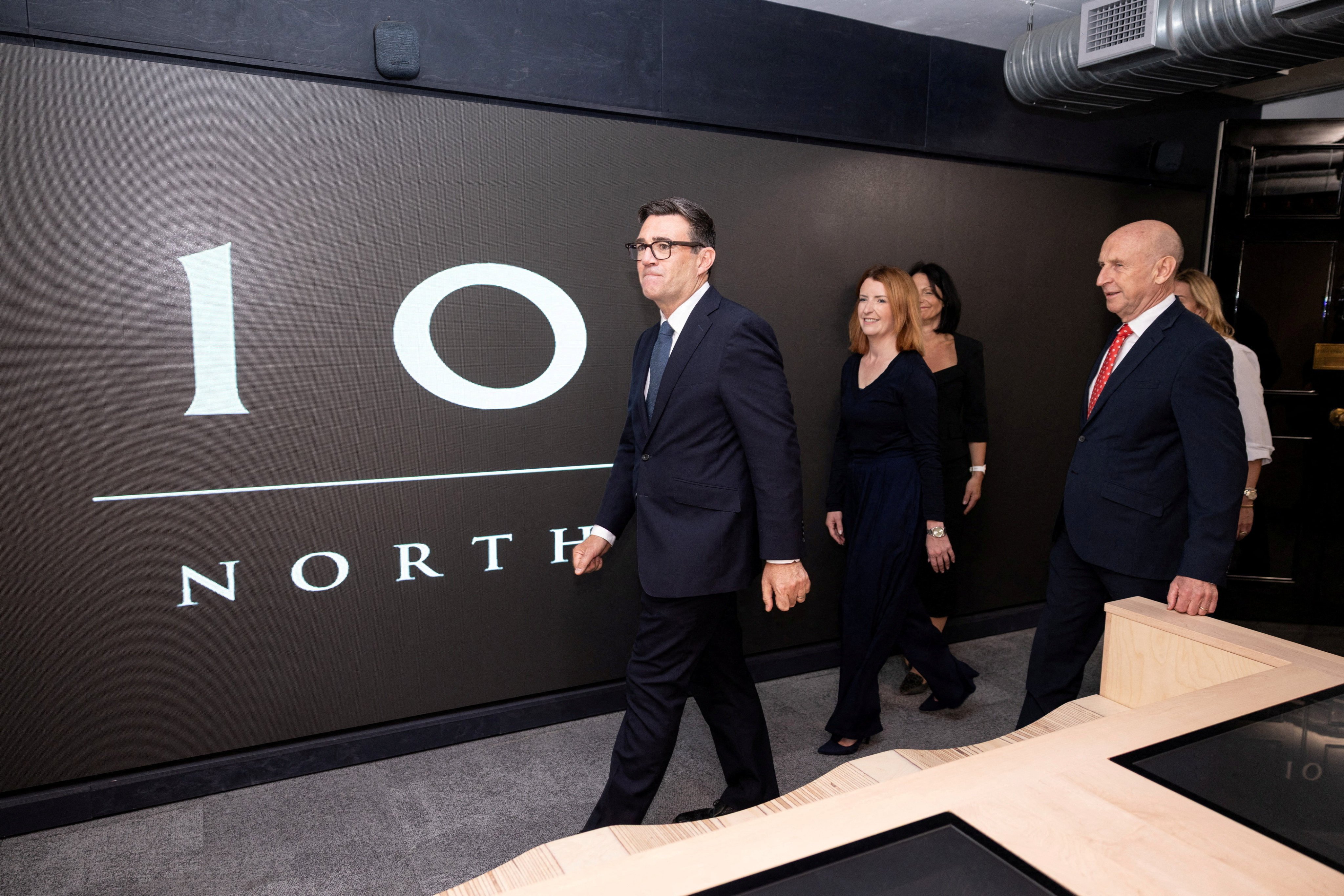 Britain’s Prime Minister Andy Burnham officially opens Number 10 North in Manchester, Britain, on Friday. Photo: via Reuters