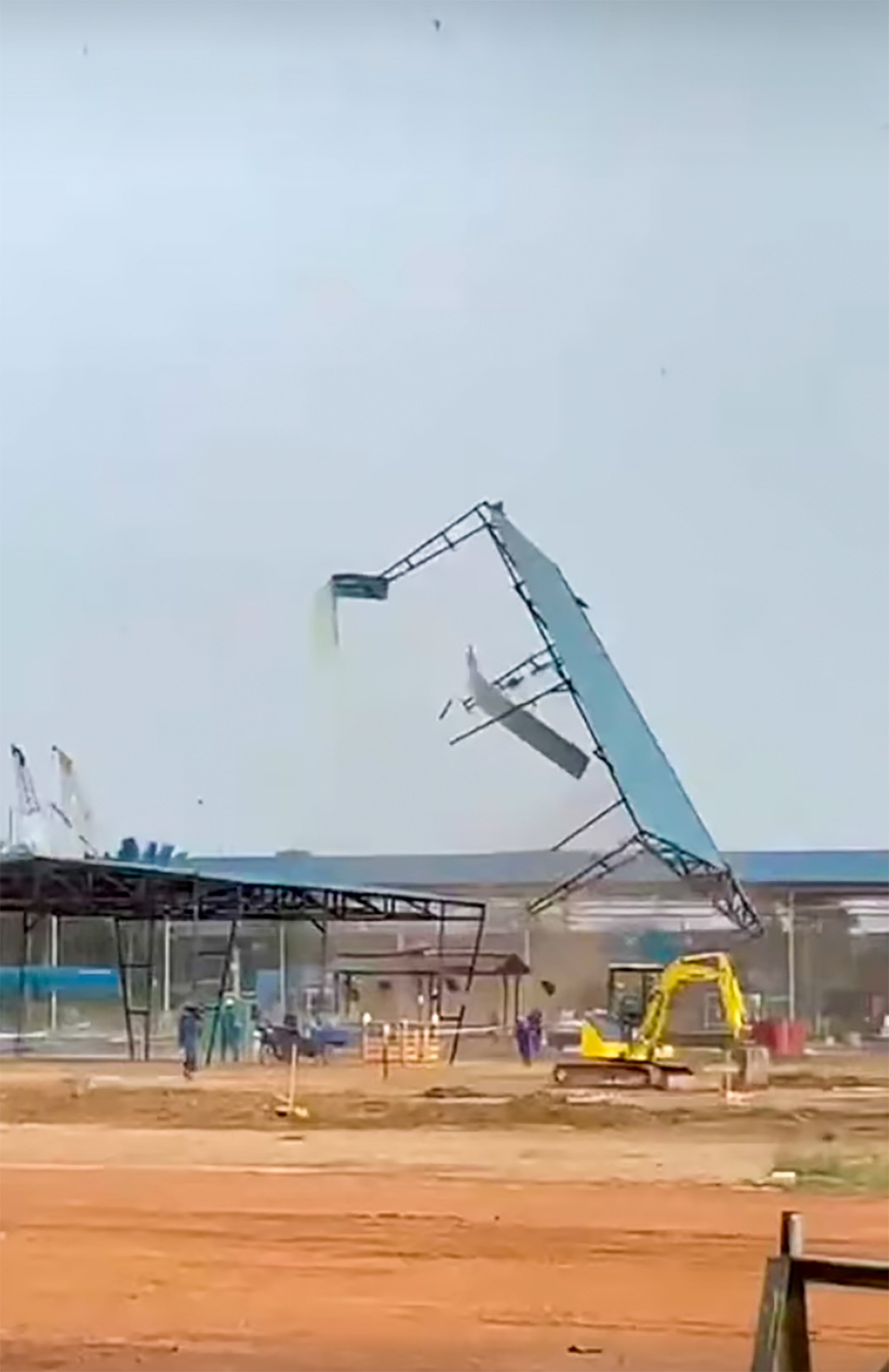 A tornado ripped roofing from workshop facilities at a construction site in Batam, Indonesia, on Wednesday. Photo: Facebook/Kurniawan Edi