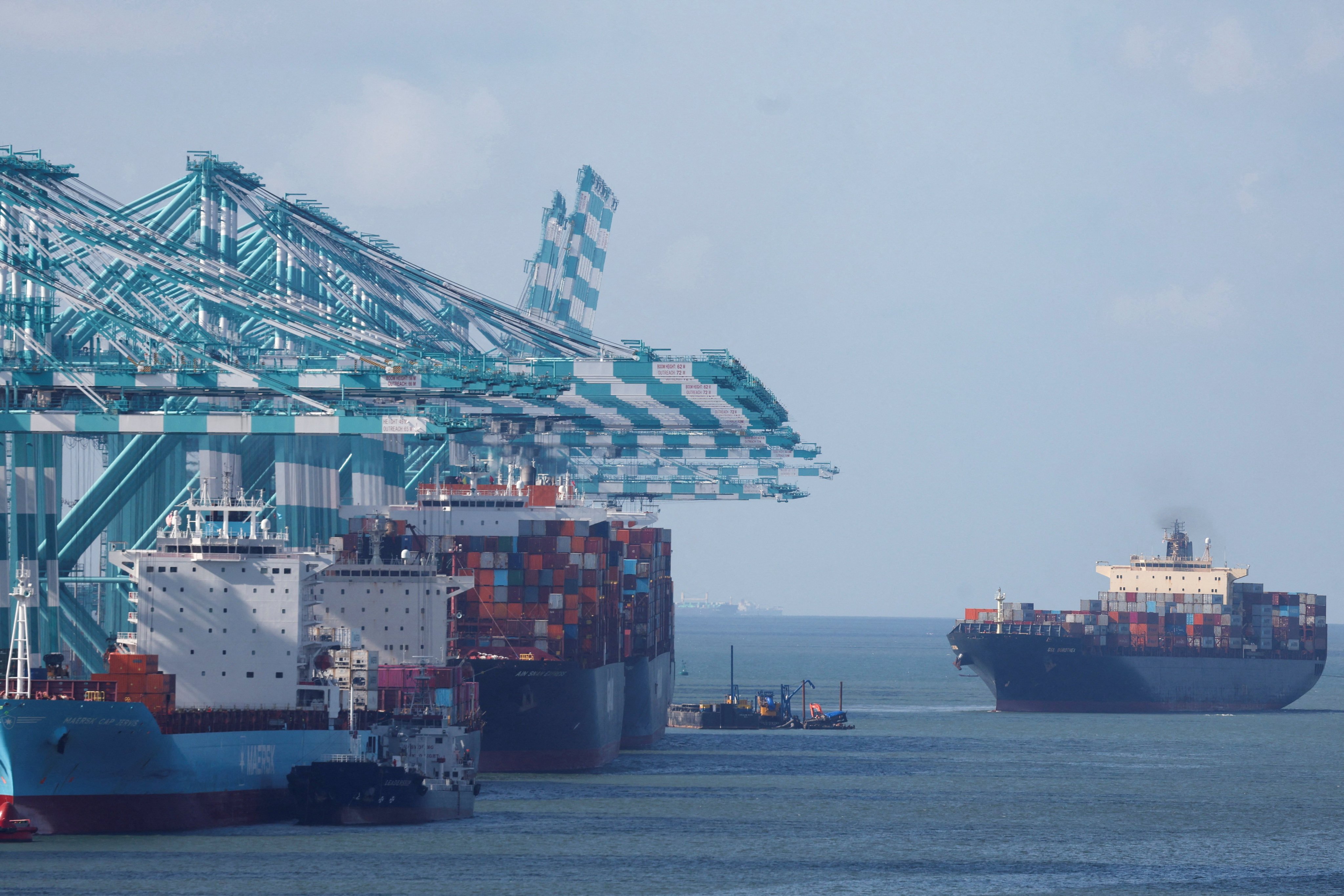 A container ship sails from Tanjung Pelepas Port in Gelang Patah, Malaysia, last month. Photo: Reuters