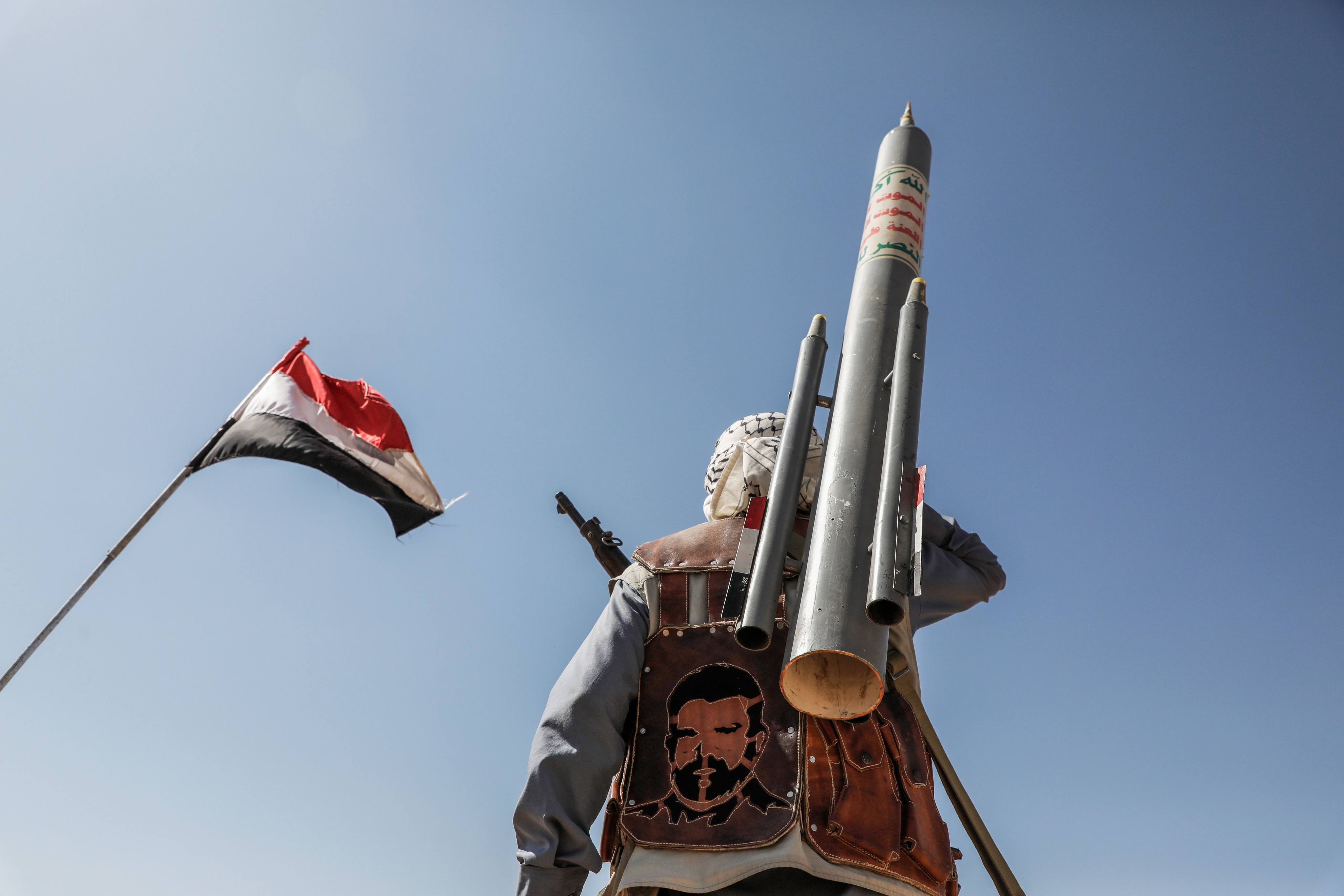 Armed members of the Iran-backed Houthi militia take part in a demonstration against US and Israel in Sanaa, Yemen, in January 2024. Photo: dpa