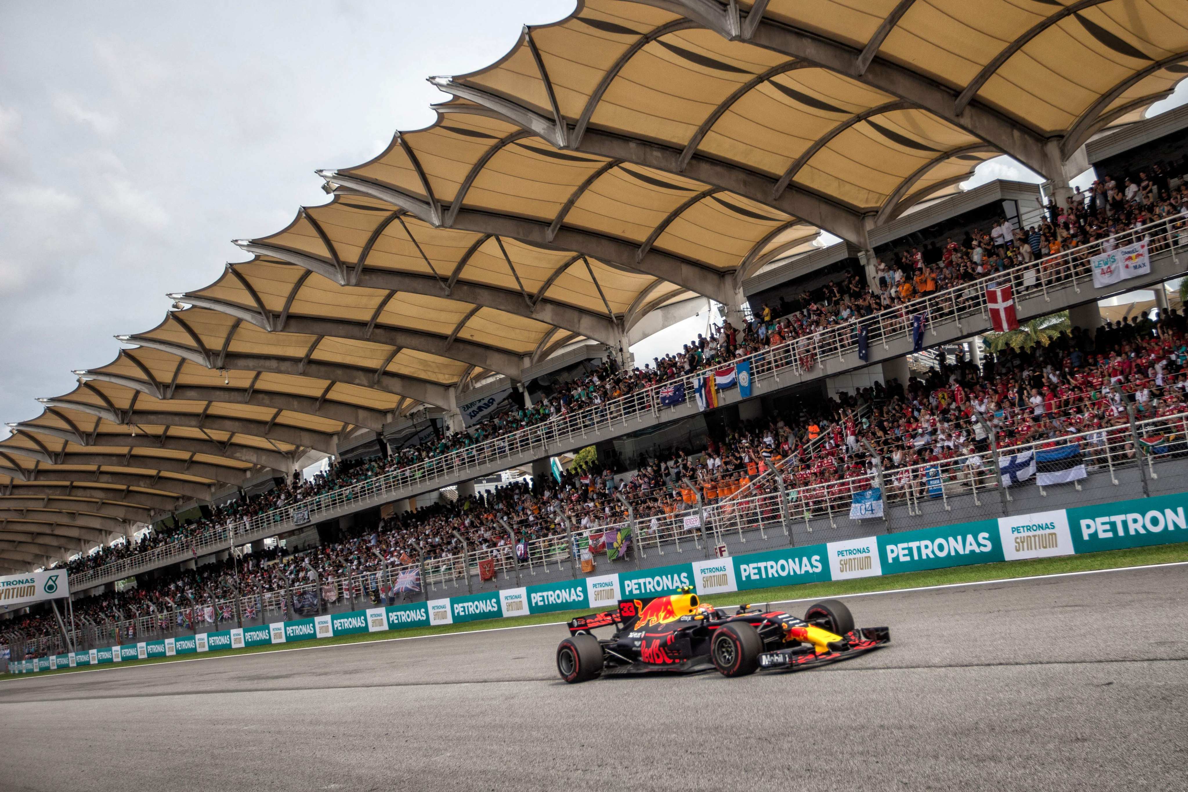 Max Verstappen on his way to winning the Malaysia Grand Prix in Sepang in 2017, when the race was last held there. Photo: AFP