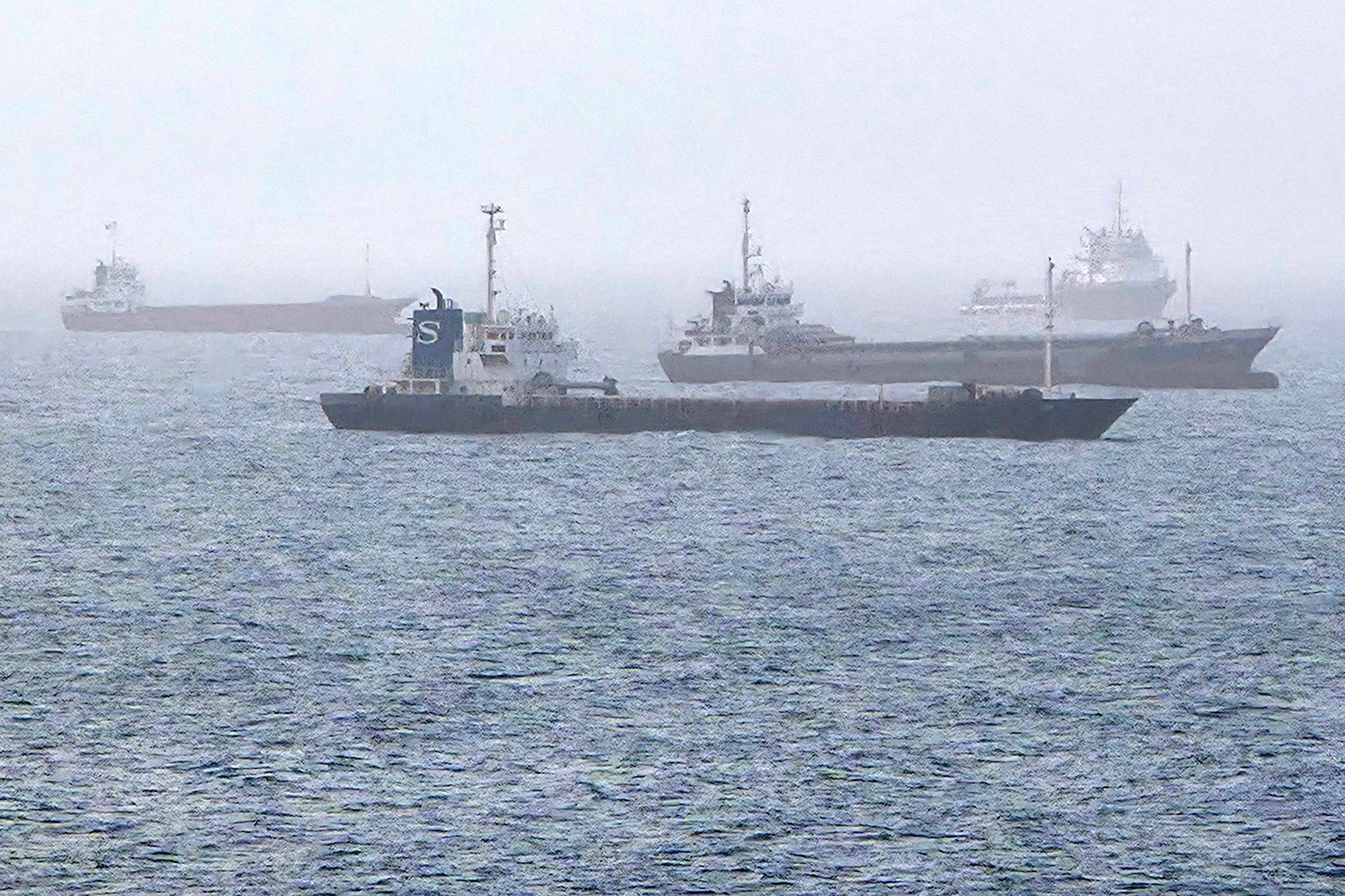 Vessels transit through the Gulf of Oman on Saturday. Photo: AFP