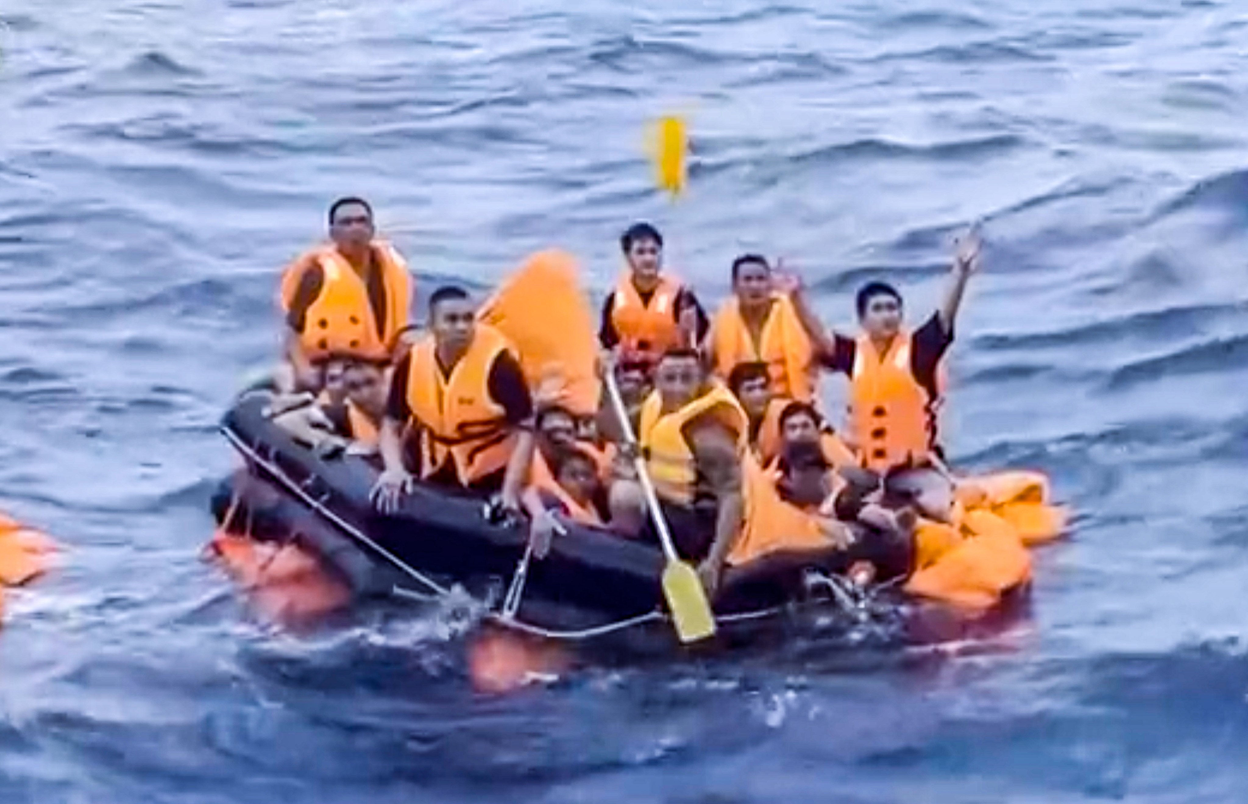 Some of the survivors were picked up from life rafts. Photo: CCTV