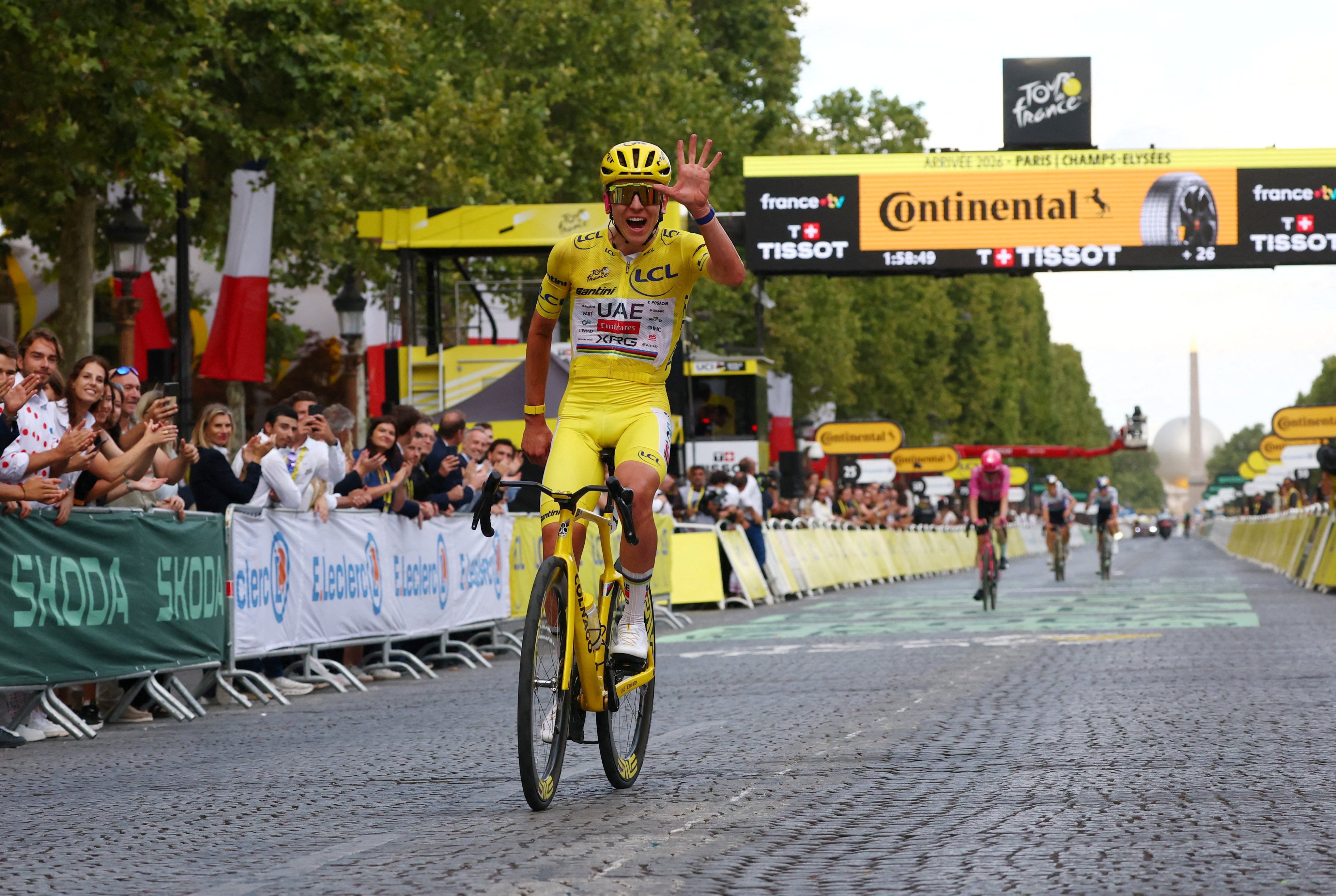 Tadej Pogacar finished six minutes and 26 seconds ahead of Remco Evenepoel in the overall standings. Photo: Reuters