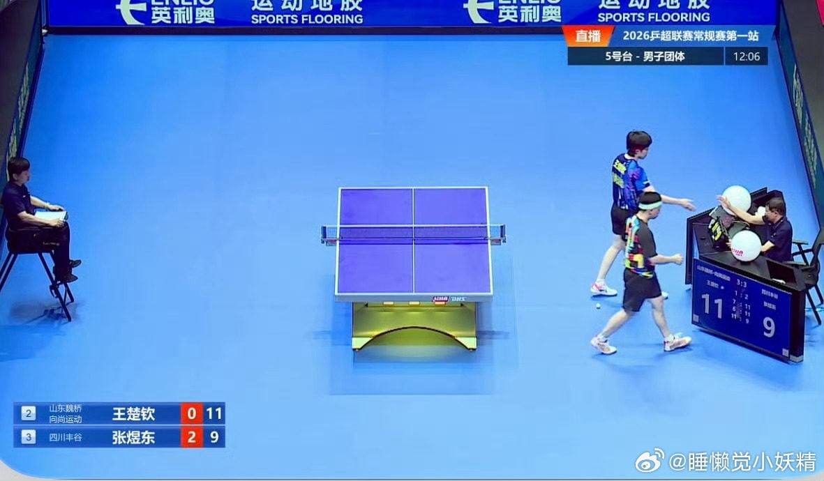 Sichuan’s Zhang Yudong (nearer camera) beat Shandong’s Wang Chuqin in a China Table Tennis Super League match on Saturday. Photo: Weibo