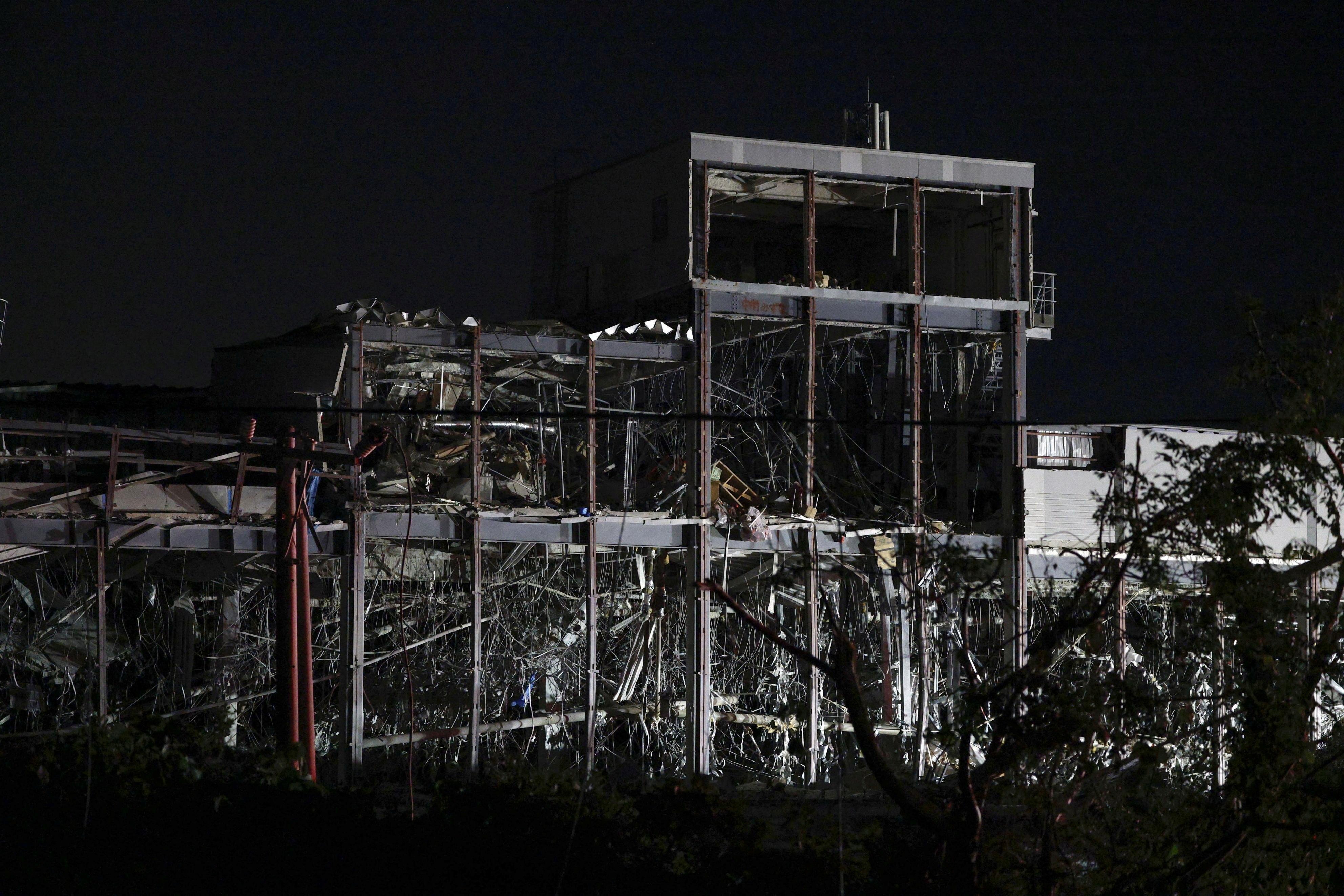 The damaged Aeon Mall shopping centre in Kashima where an explosion took place after a 7.1 magnitude earthquake struck Japan’s southern Kumamoto prefecture on Tuesday. Photo: Kyodo via Reuters