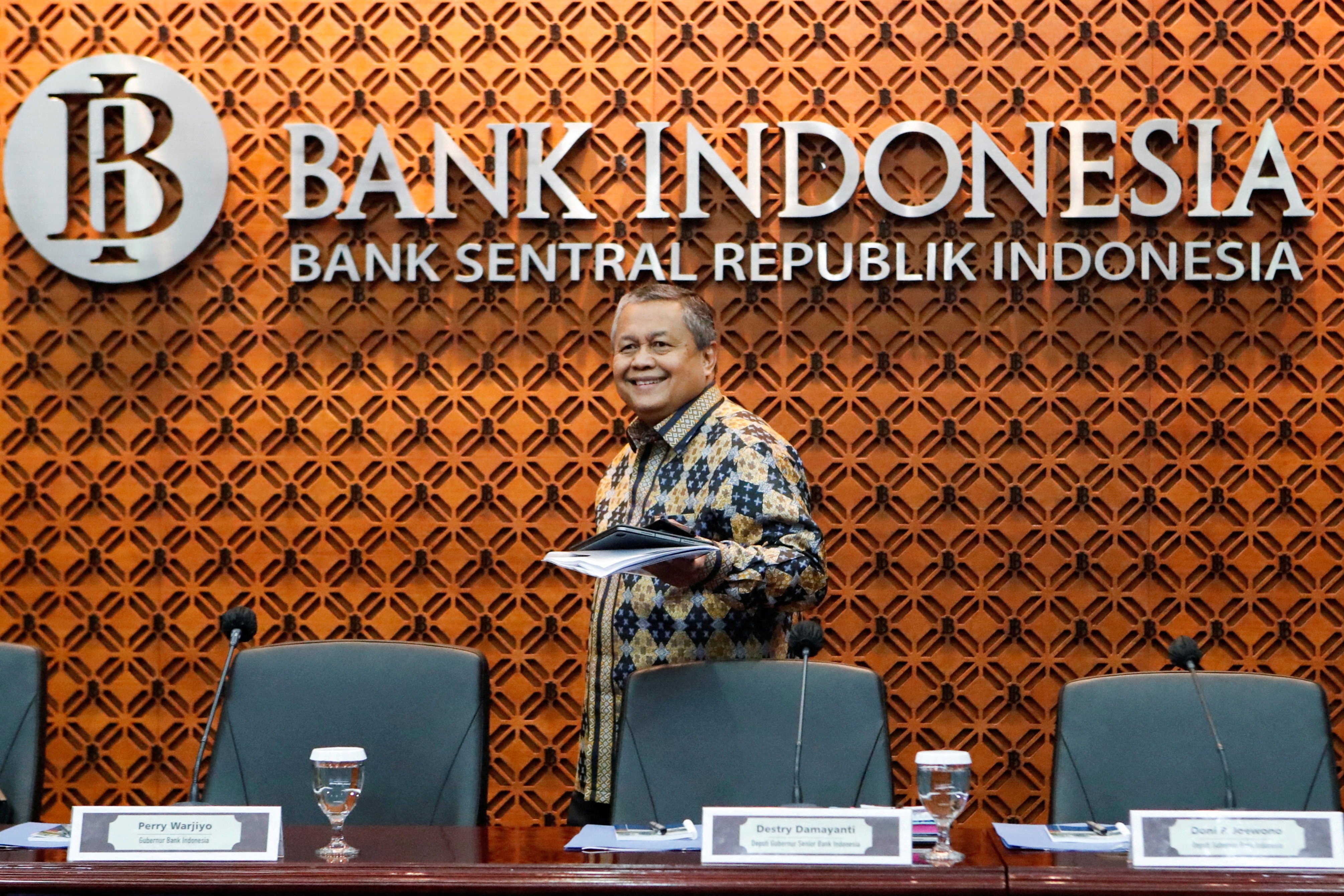 Then Indonesian central bank governor Perry Warjiyo arrives for a media briefing at Bank Indonesia headquarters in Jakarta in January 2023. Photo: Reuters