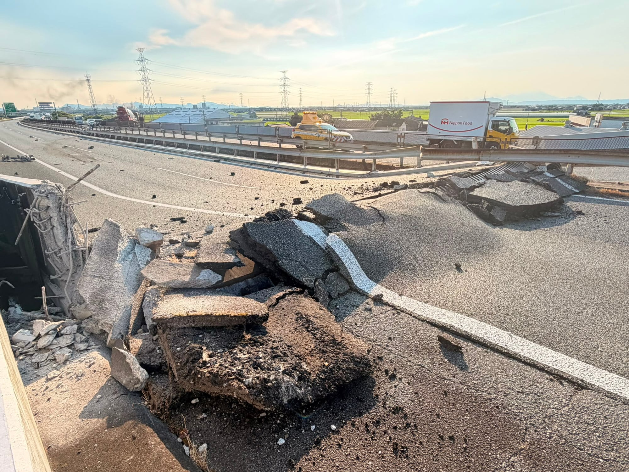 A damaged highway in Kumamoto. Photo: Handout A damaged highway in Kumamoto. Photo: Handout