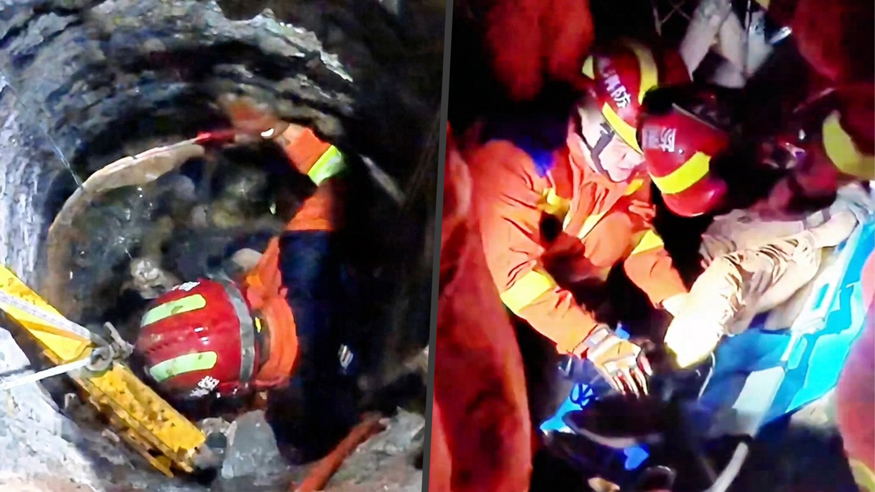 A couple went to a nearby grassland to catch cicadas one evening; when the wife fell into a five-metre-deep shaft, her husband jumped in after her to keep her company. Photo: SCMP composite/Douyin