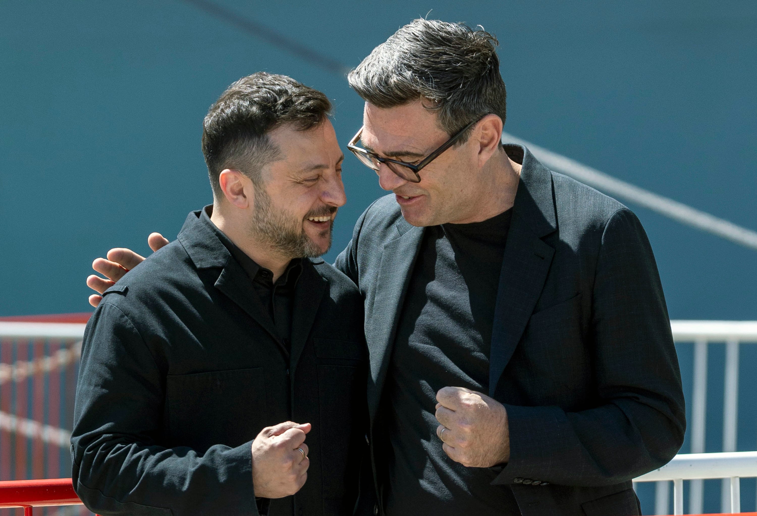 Ukrainian President Volodymyr Zelensky and UK Prime Minister Andy Burnham on Monday. Photo: TNS