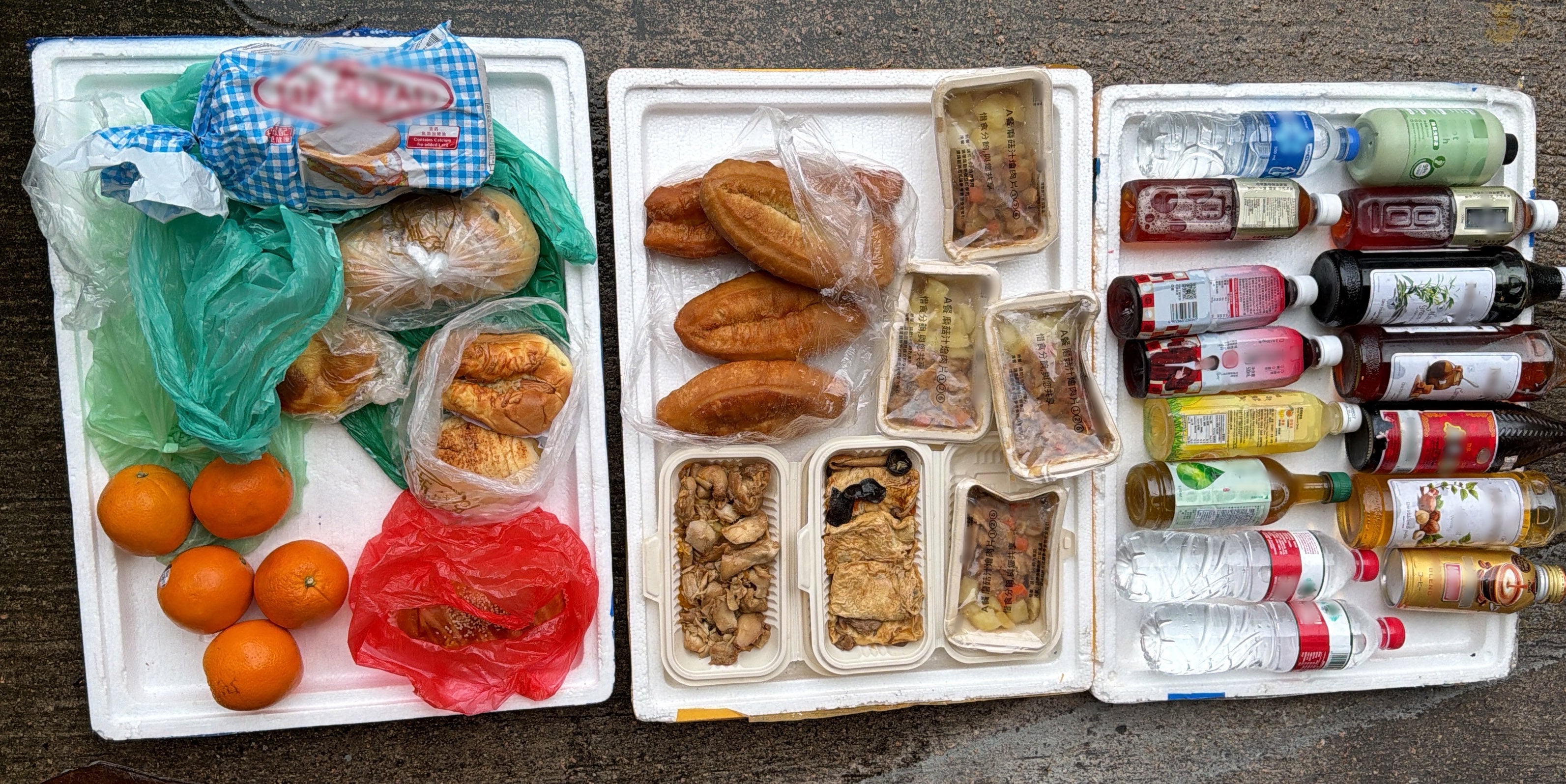 Food and drinks seized by authorities during the operation. Photo: SCMP