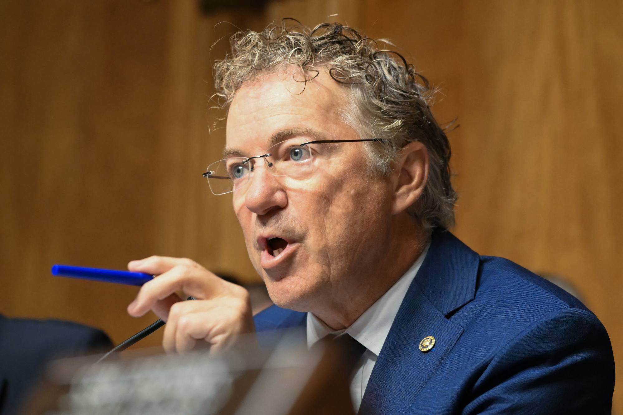 Senator Rand Paul during a Senate Homeland Security and Governmental Affairs Committee hearing on the origins of Covid-19 on Capitol Hill in Washington on Wednesday. Photo: AFP Senator Rand Paul during a Senate Homeland Security and Governmental Affairs Committee hearing on the origins of Covid-19 on Capitol Hill in Washington on Wednesday. Photo: AFP