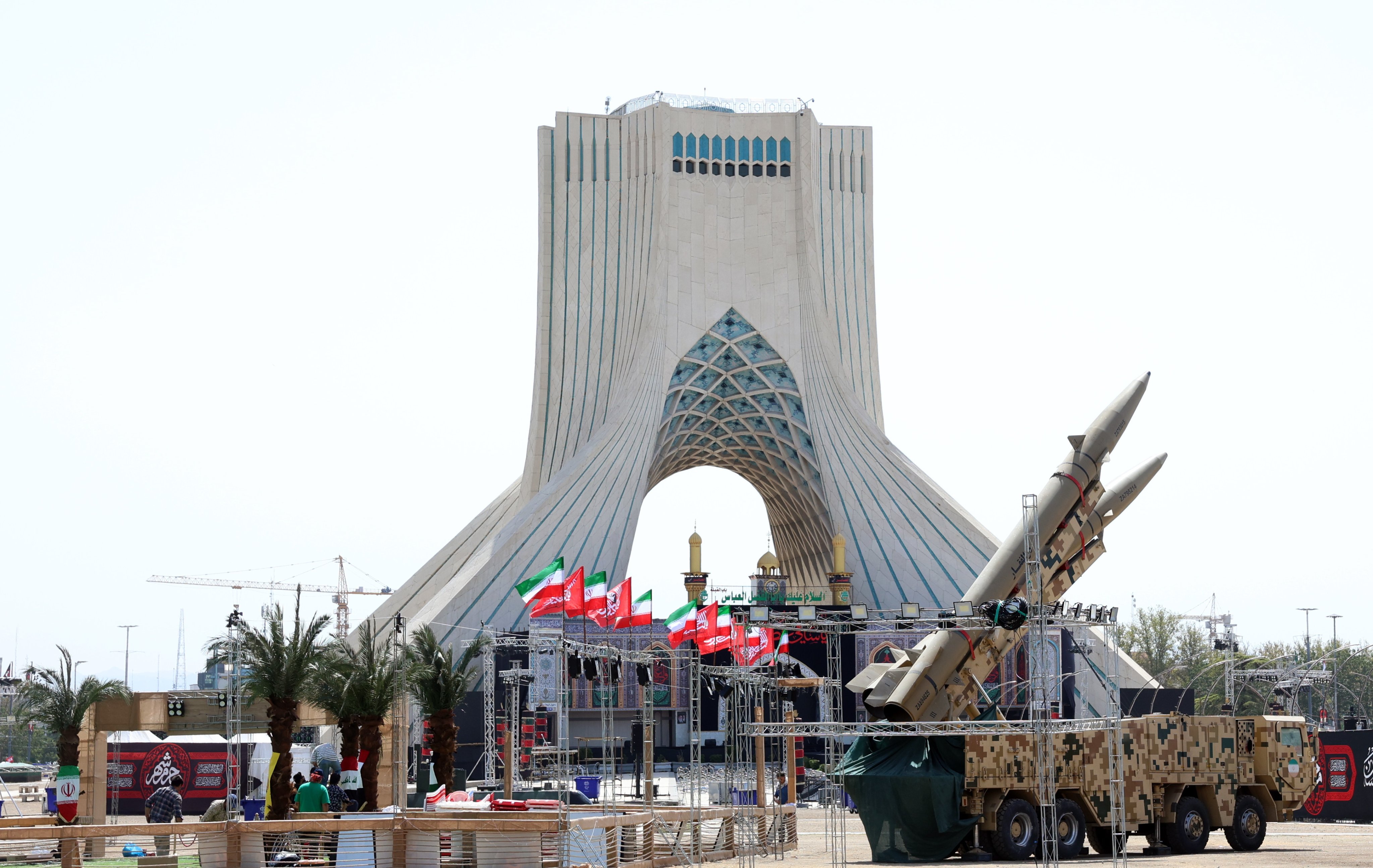 Iranian missiles on display at Azadi Square in Tehran. Photo: EPA