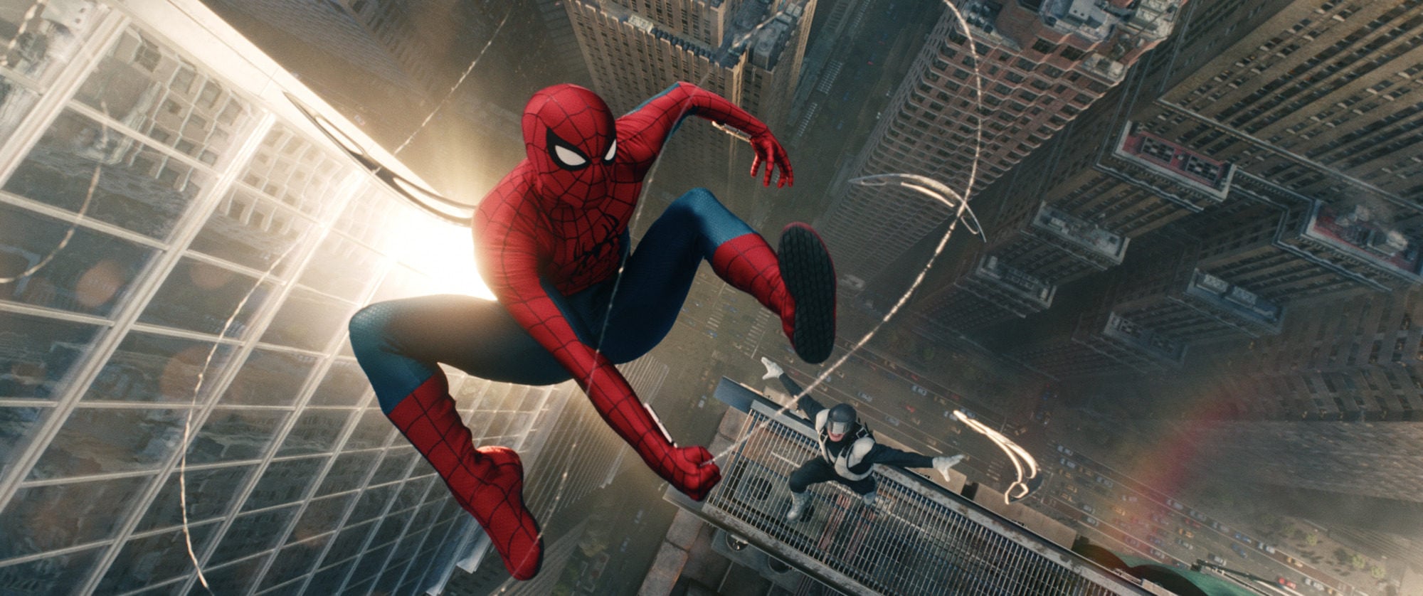 Tom Holland as Spider-man in a still from Spider-Man: Brand New Day (category IIA), directed by Destin Daniel Cretton. Zendaya and Sadie Sink co-star.
