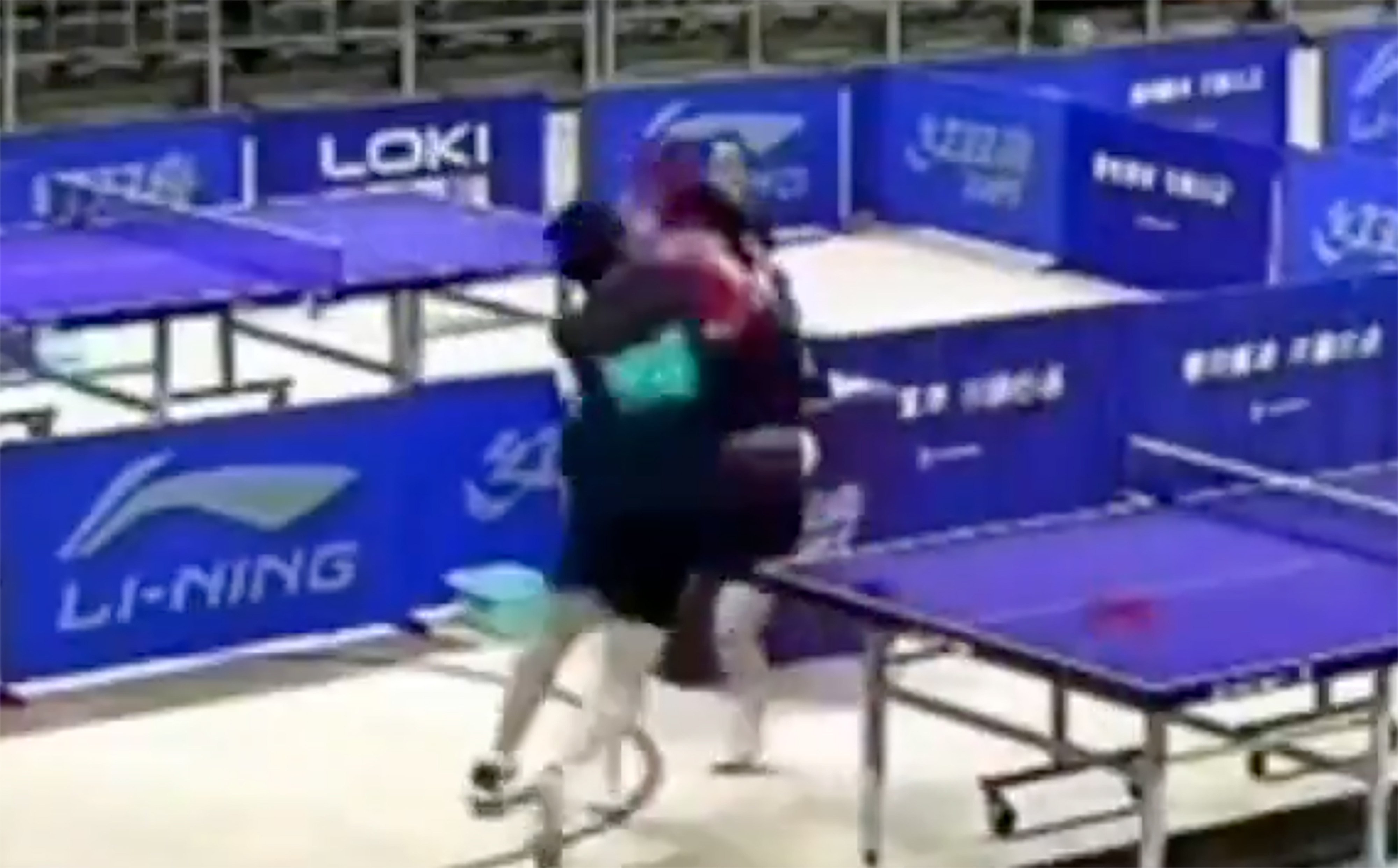 A screenshot of 14-year-old Chinese table tennis player Cao Yanhao punching his opponent following a loss in a selction trial match. Photo: Handout