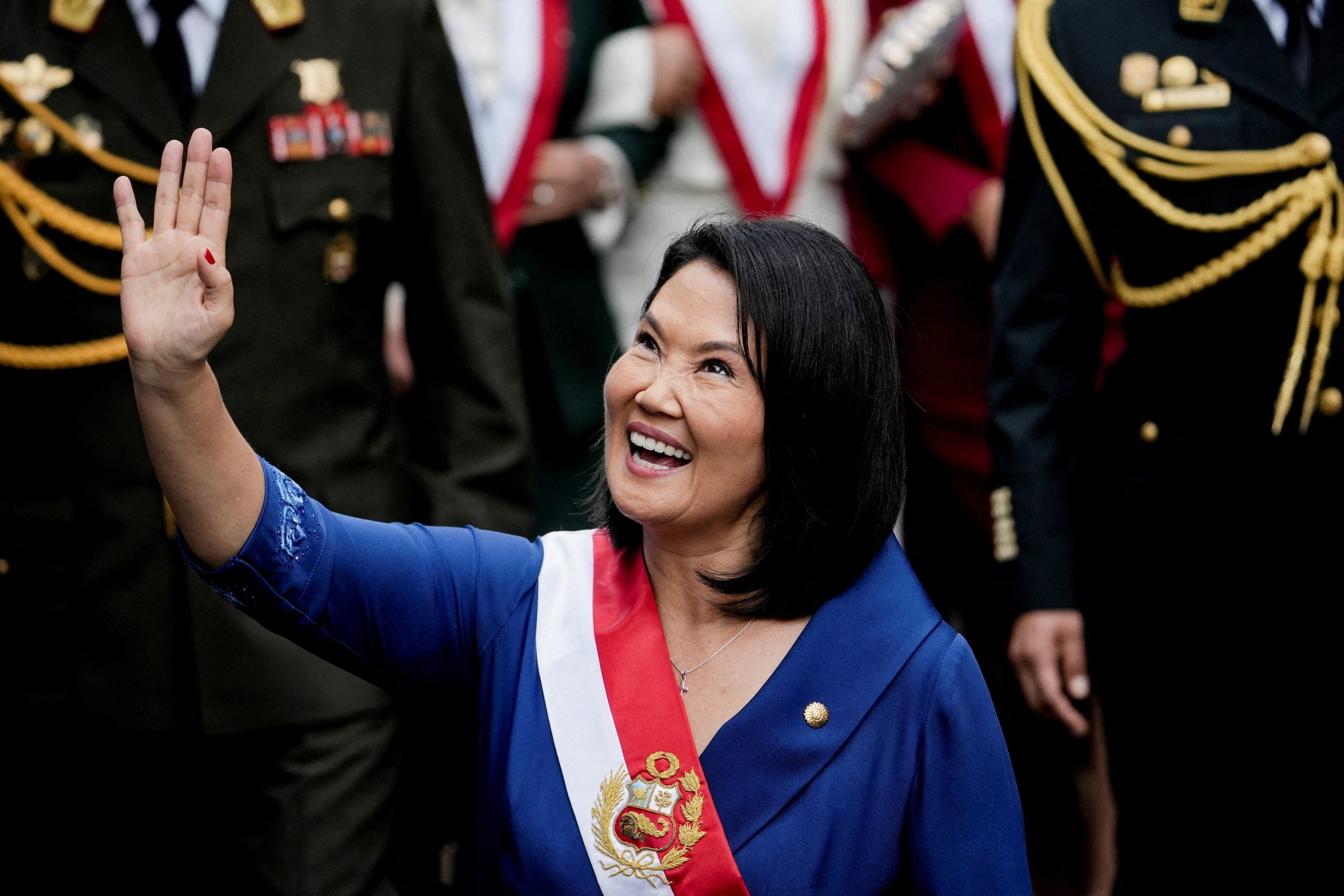 Peru’s President Keiko Fujimori after being sworn in on Tuesday. Photo: Reuters