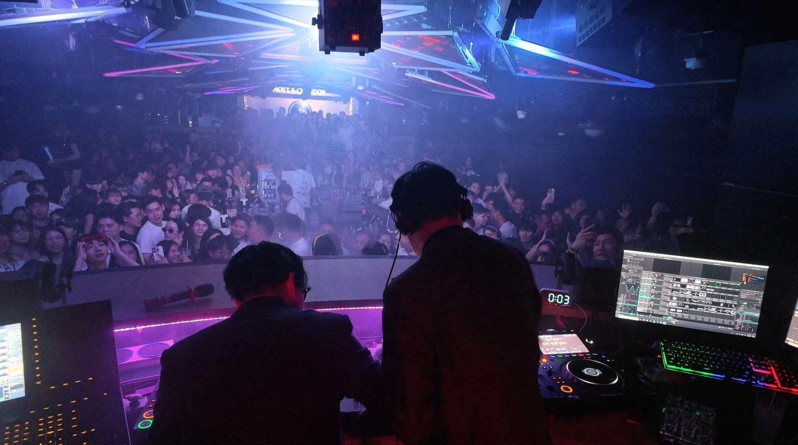DJs Ink and Ballshing play to a crowded dance floor at Boomerang. The club will host a Latin rave on August 1. Photo: Beat Friday