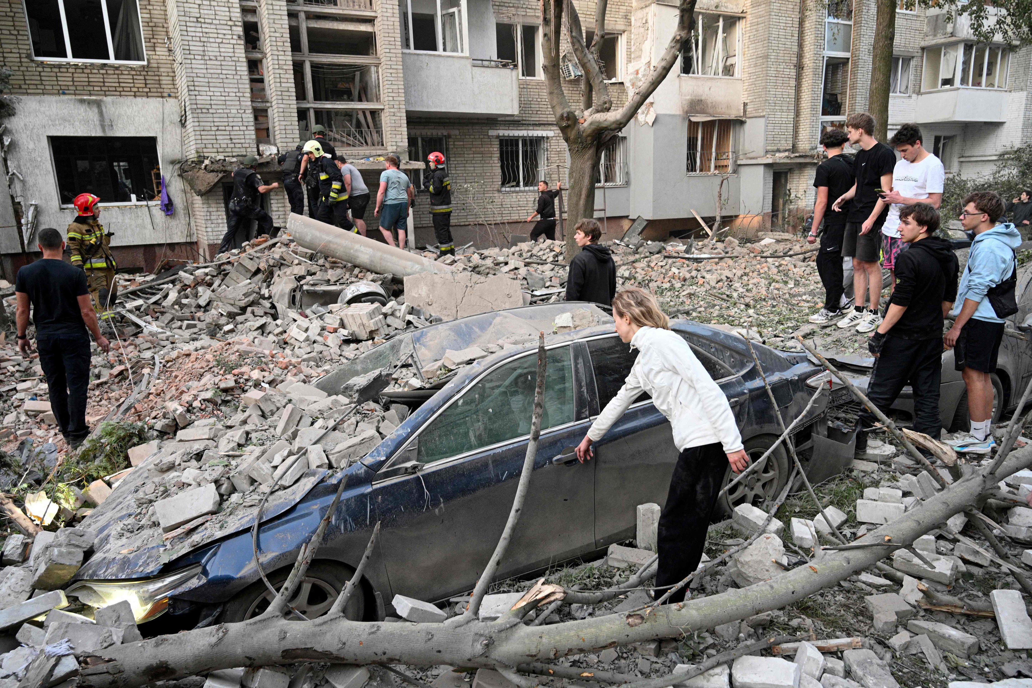The aftermath of strikes in the western Ukrainian city of Lviv. Photo: AFP