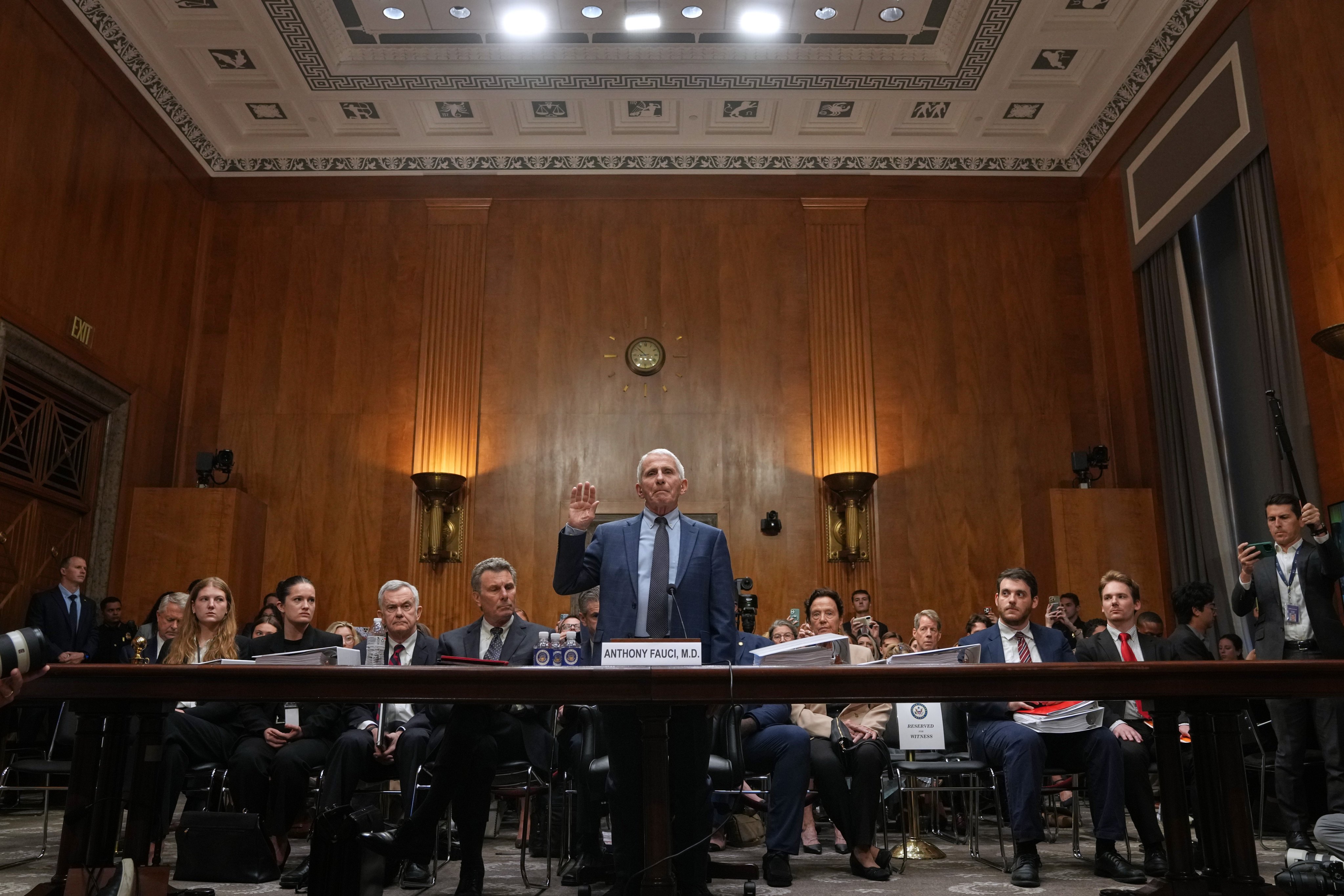 Dr Anthony Fauci is sworn in. Photo: AP