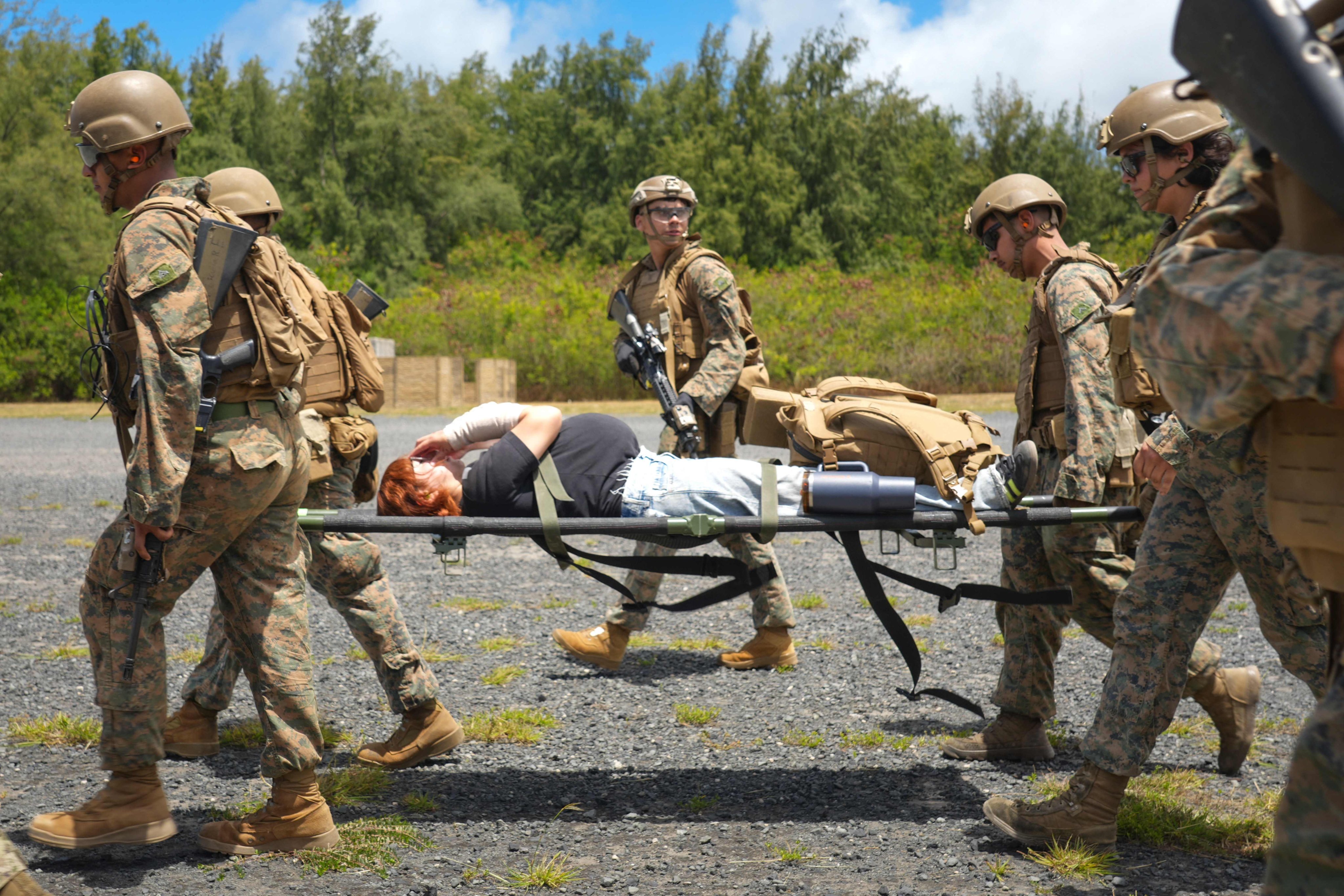 US marines take part in an evacuation operation during the 2026 Rimpac exercise in Hawaii on July 24. Photo: AFP