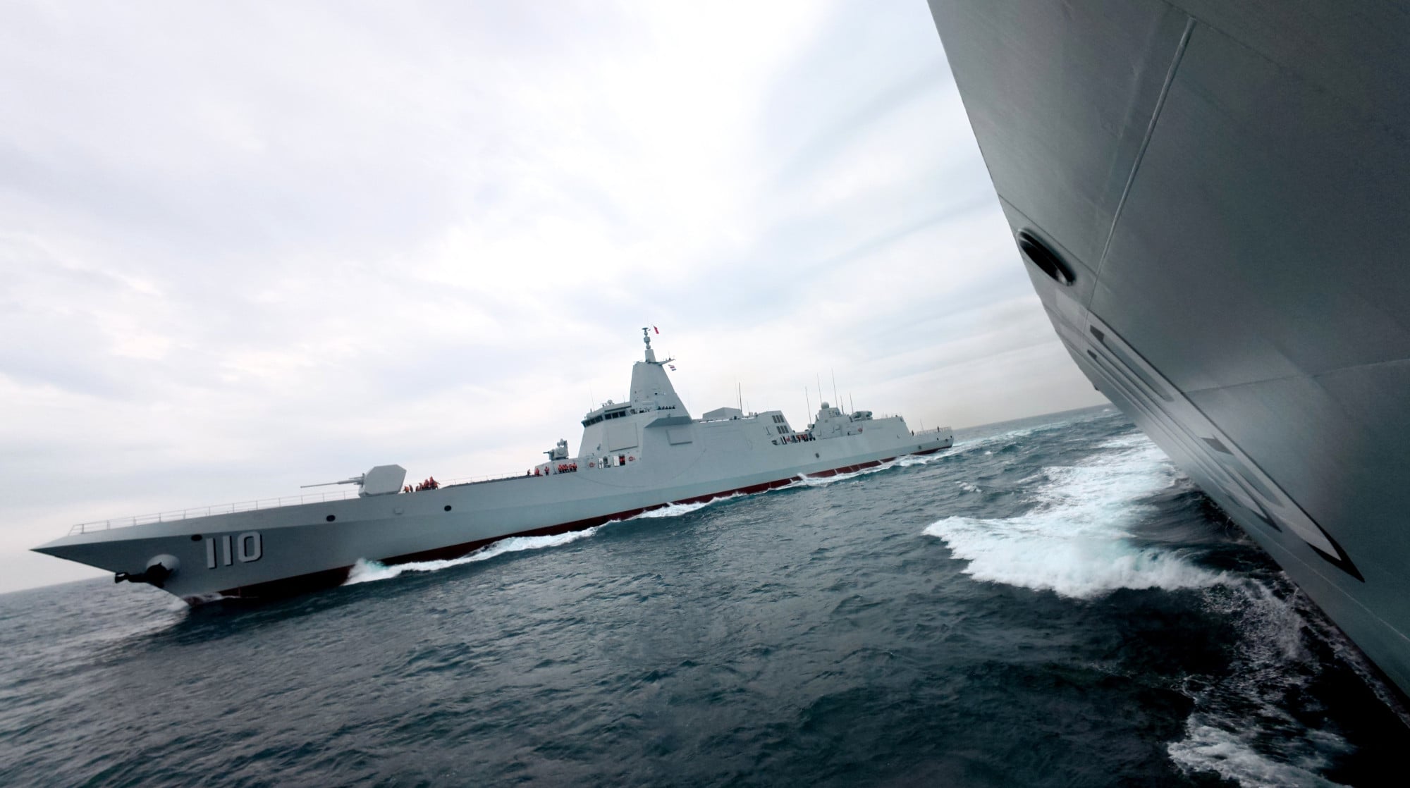 Type 055 guided-missile destroyers of the PLA Navy, assigned to the East China Sea including Taiwan waters, take part in a training exercise in March. Photo: Handout Type 055 guided-missile destroyers of the PLA Navy, assigned to the East China Sea including Taiwan waters, take part in a training exercise in March. Photo: Handout
