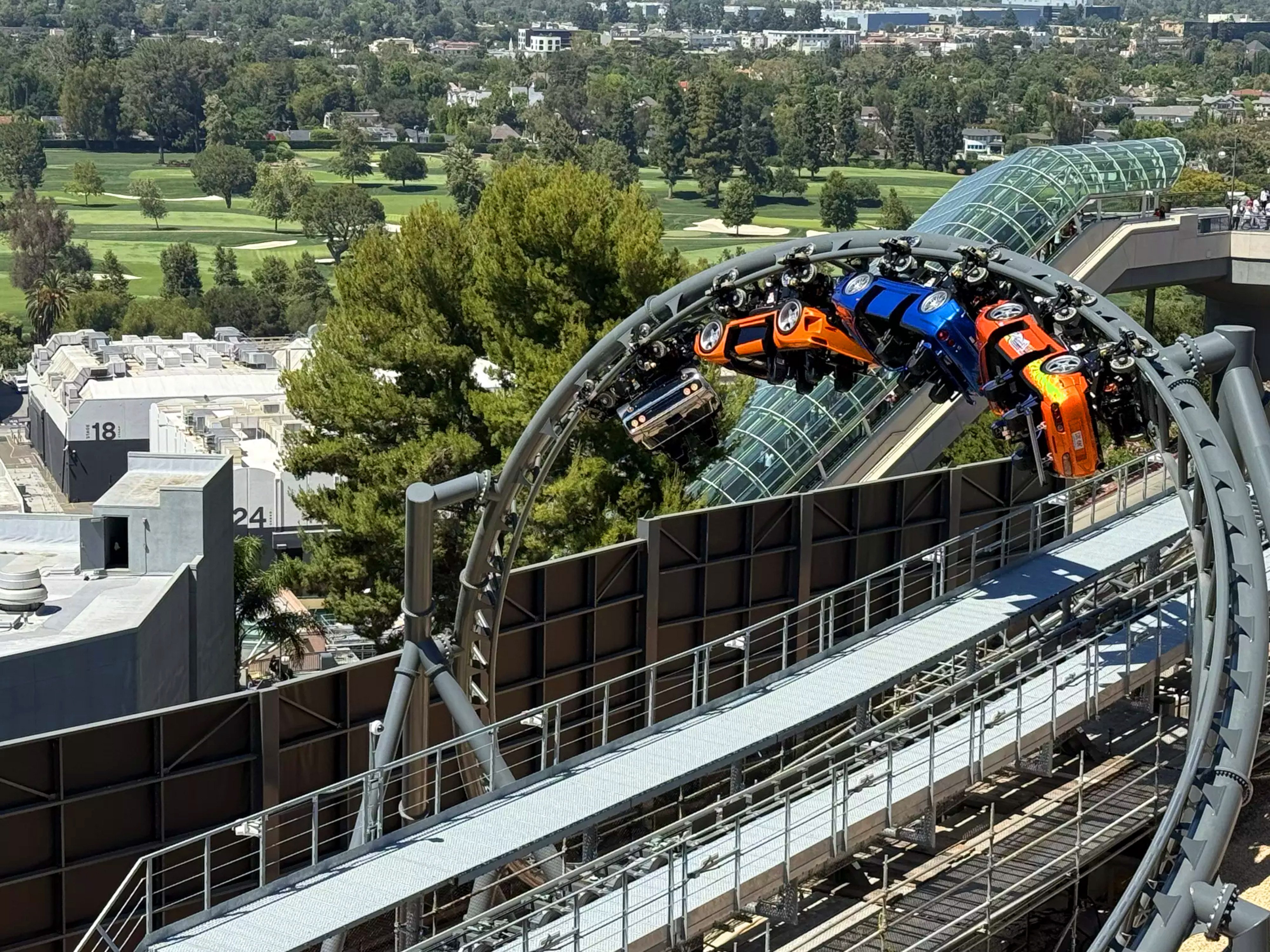 Universal Studio Hollywood's Fast & Furious: Hollywood Drift roller coaster in California is annoying local residents because of the noise coming from its riders. Photo: TNS
