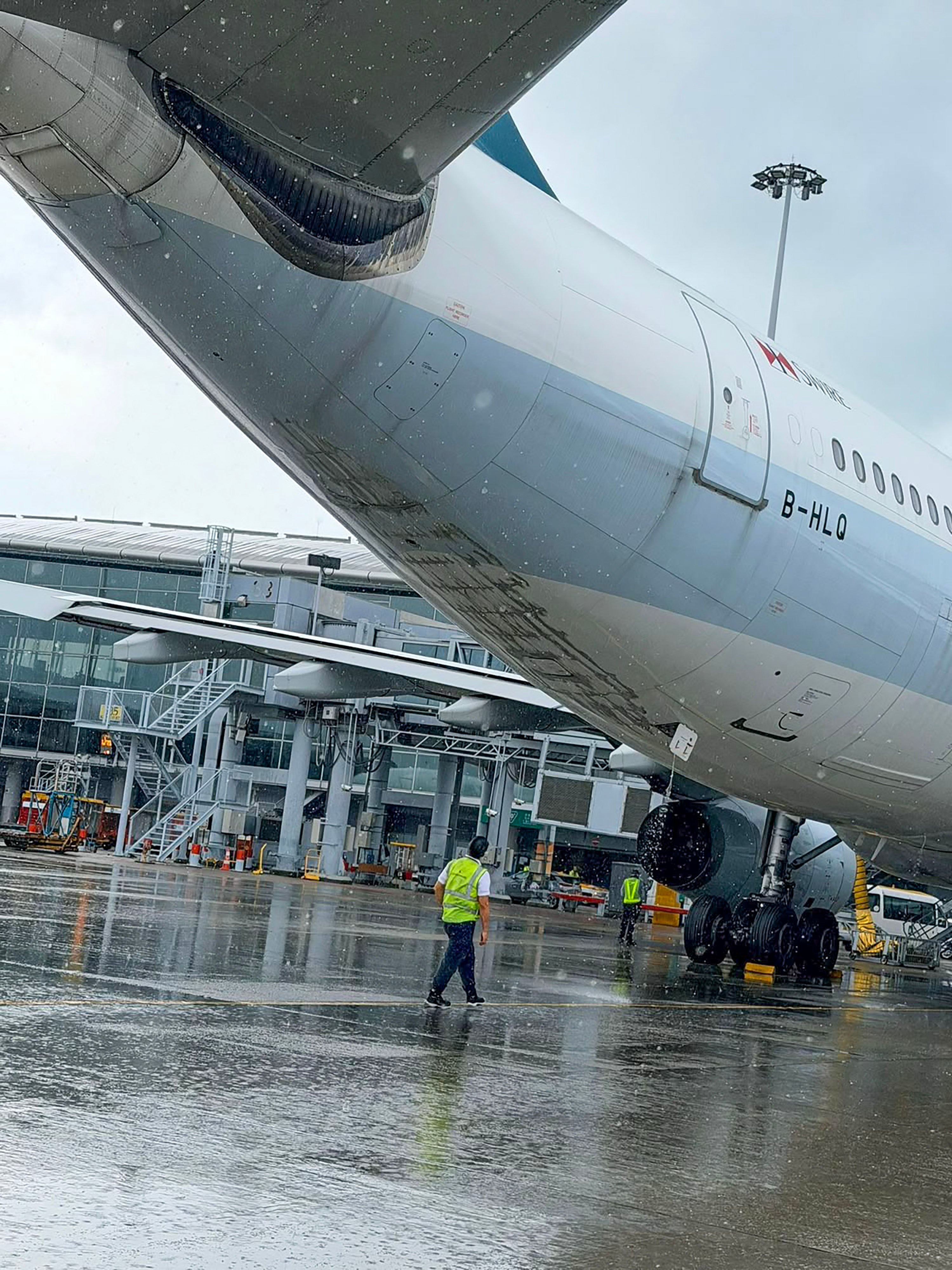 The rear of the Cathay Pacific Airbus A330 was damaged in the July 3 incident. Photo: Handout
