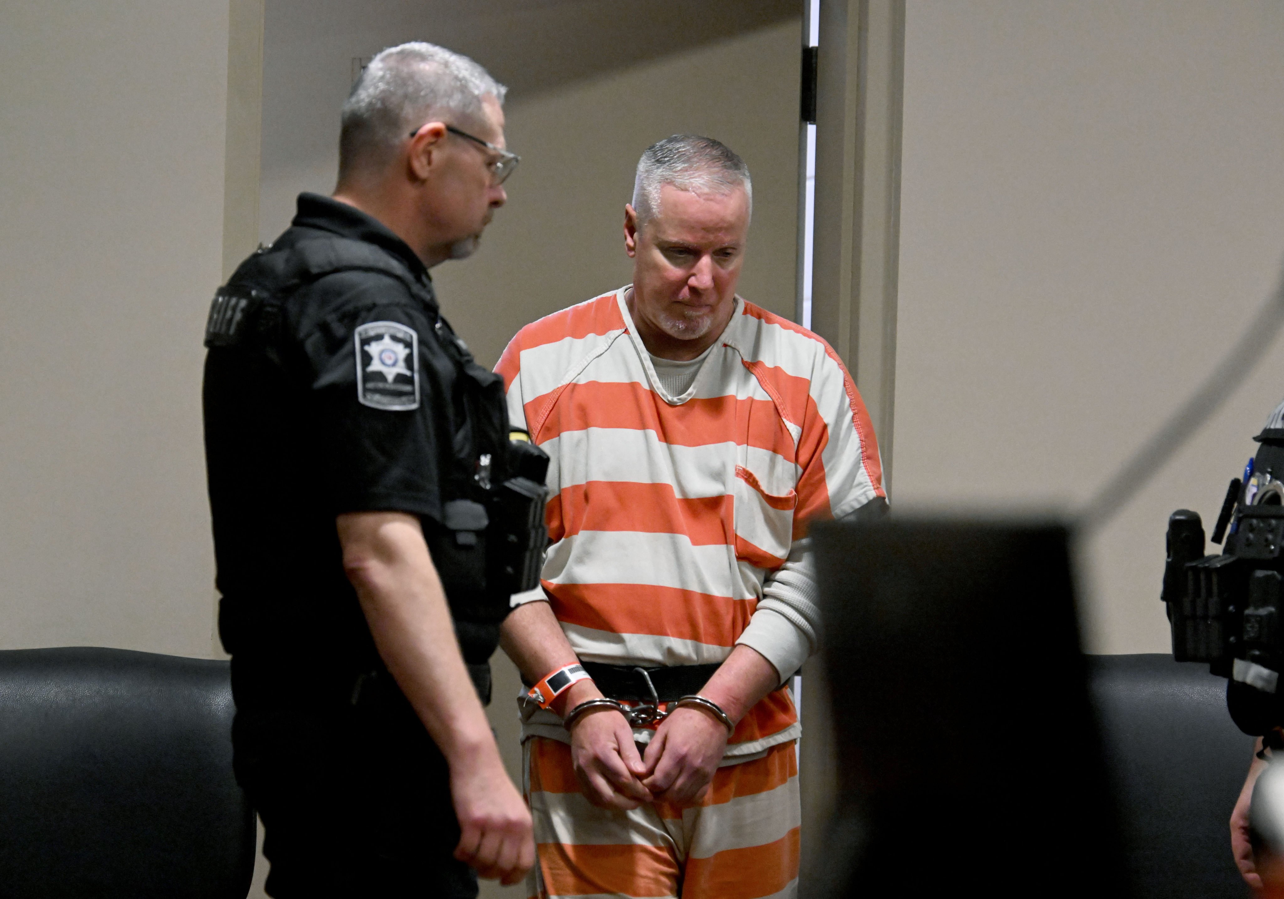 Colin Gray, father of the Apalachee High School shooter Colt Gray, enters the courtroom in Winder, Georgia, on Thursday. Photo: AP