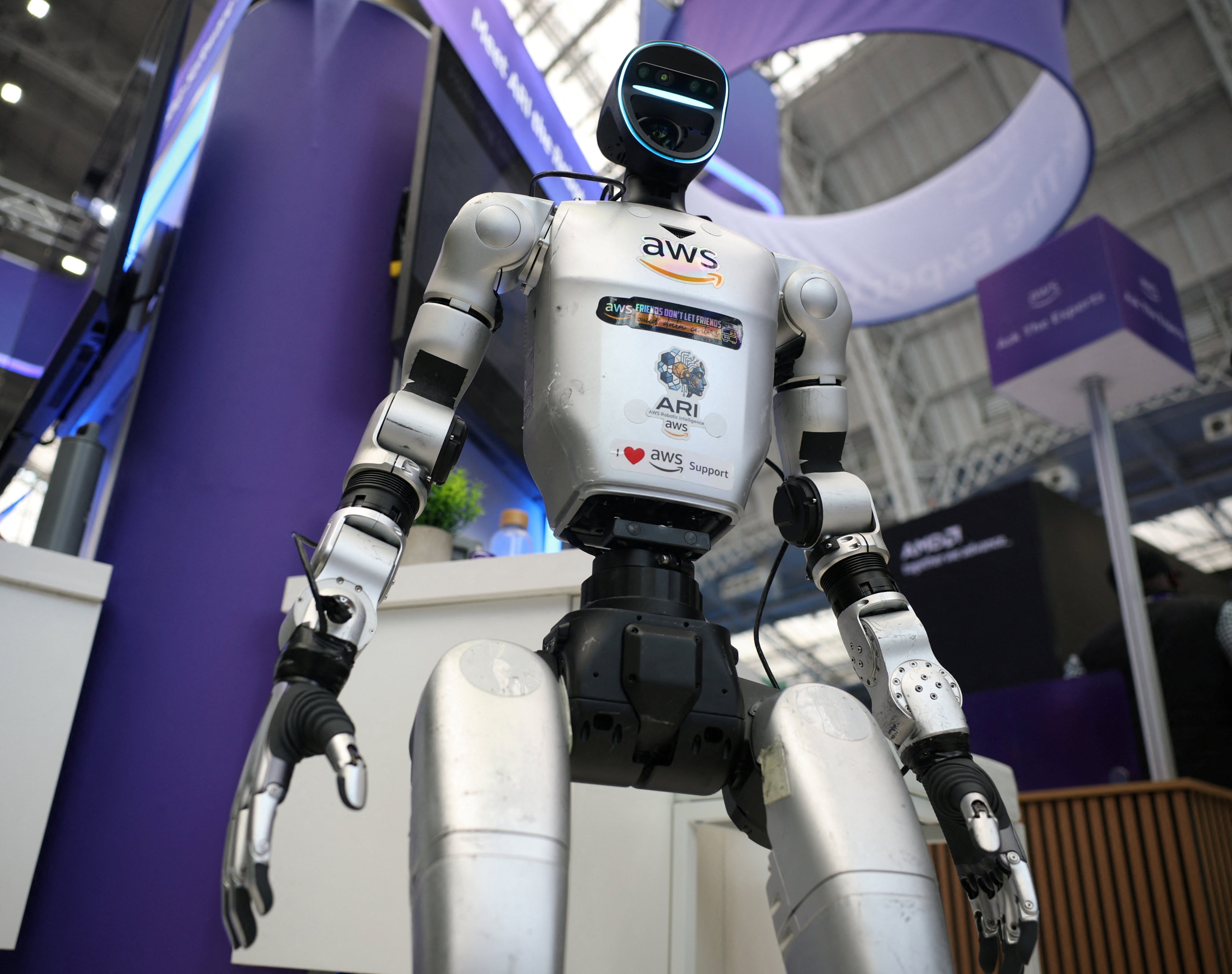 A Unitree G1 humanoid robot is displayed during London Tech Week in London. Photo: Reuters