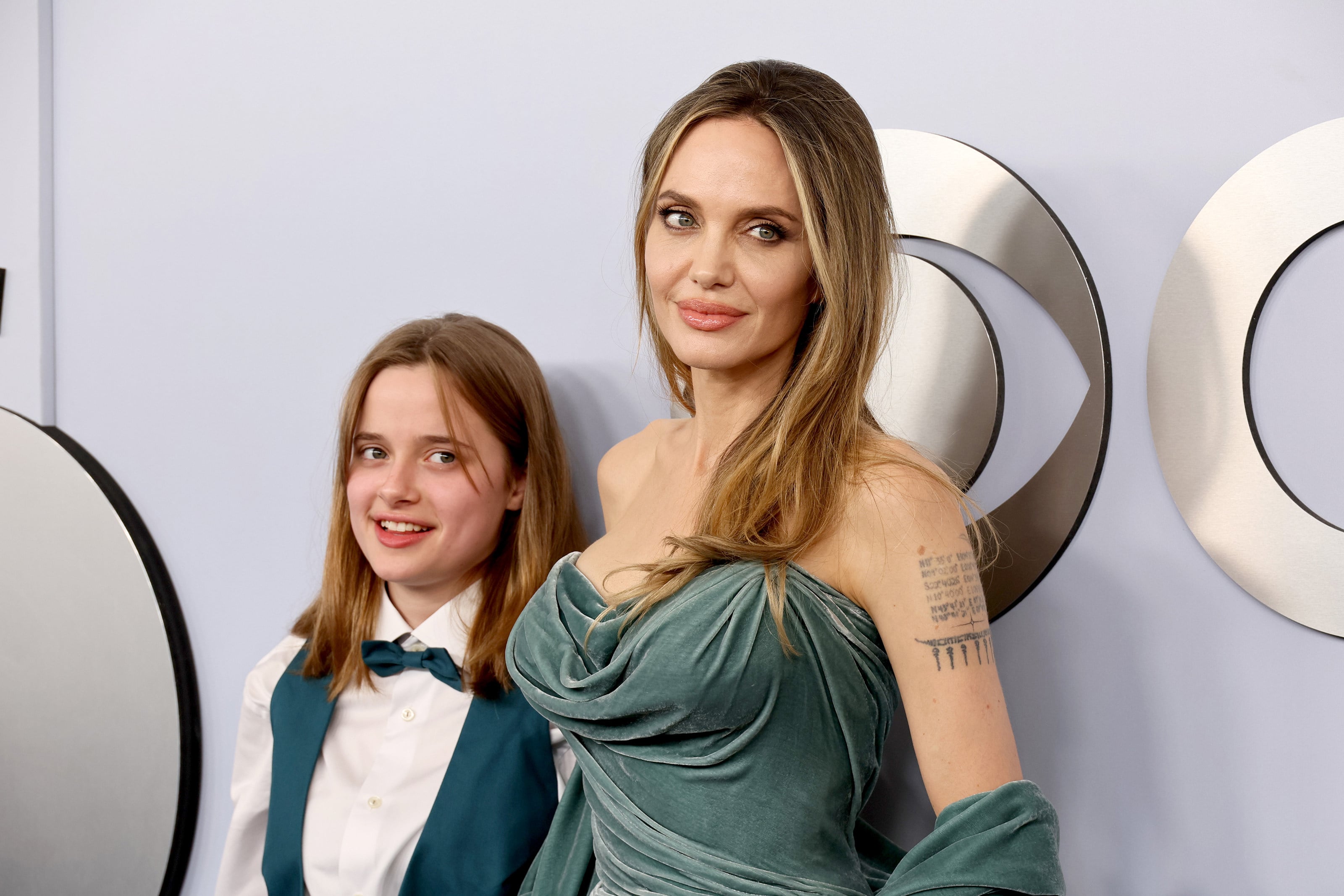 Angelina Jolie with her and Brad Pitt’s daughter Vivienne Jolie-Pitt at the Tony Awards at New York’s Lincoln Centre on June 16, 2024. Several of Jolie and Pitt’s children recently announced their decision to drop Pitt from their surname, following their parents’ drawn-out divorce, which was finalised in 2024. Photo: Getty Images/TNS