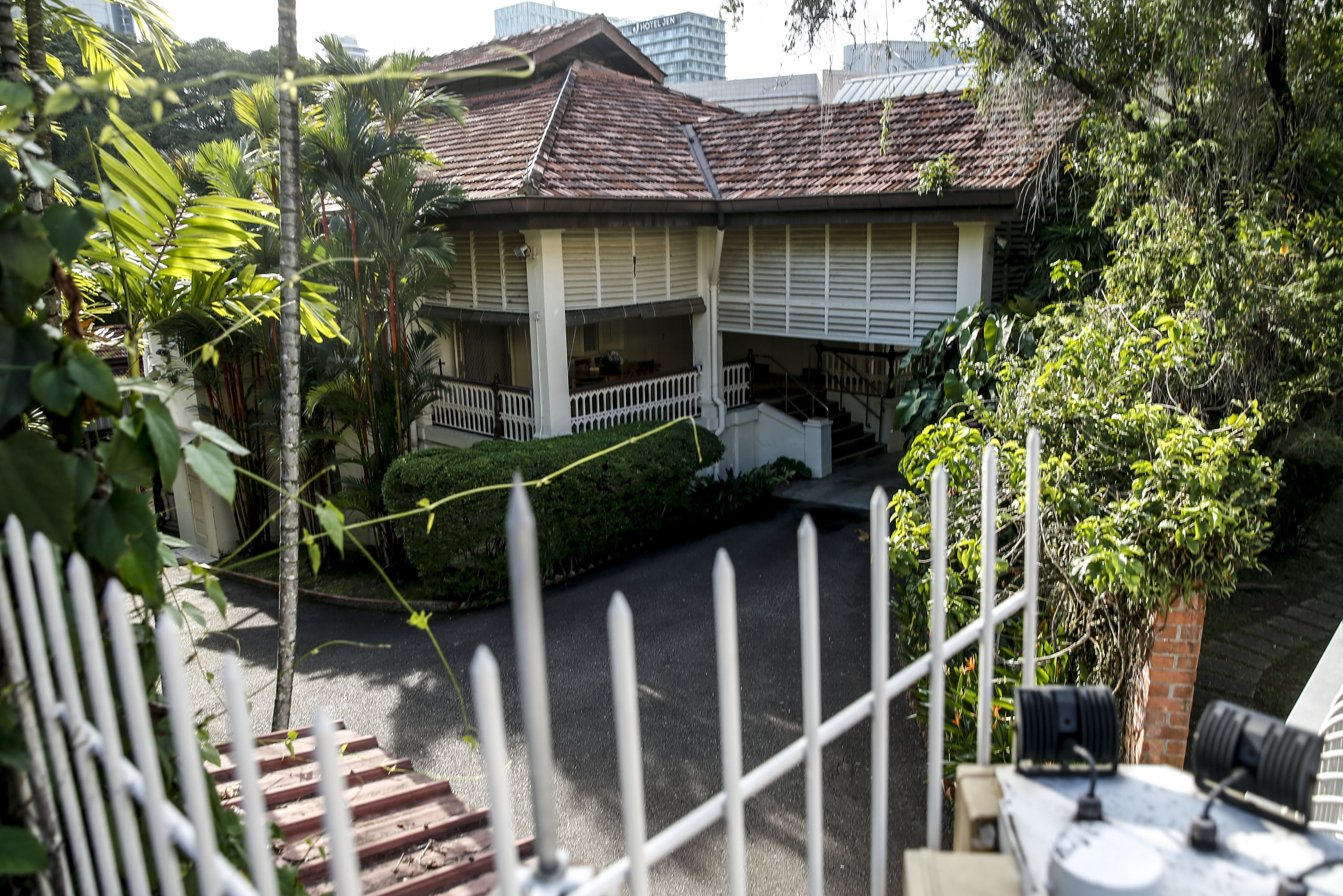 The front gate of 38 Oxley Road, the home of Singapore’s first prime minister the late Lee Kuan Yew. Photo: EPA