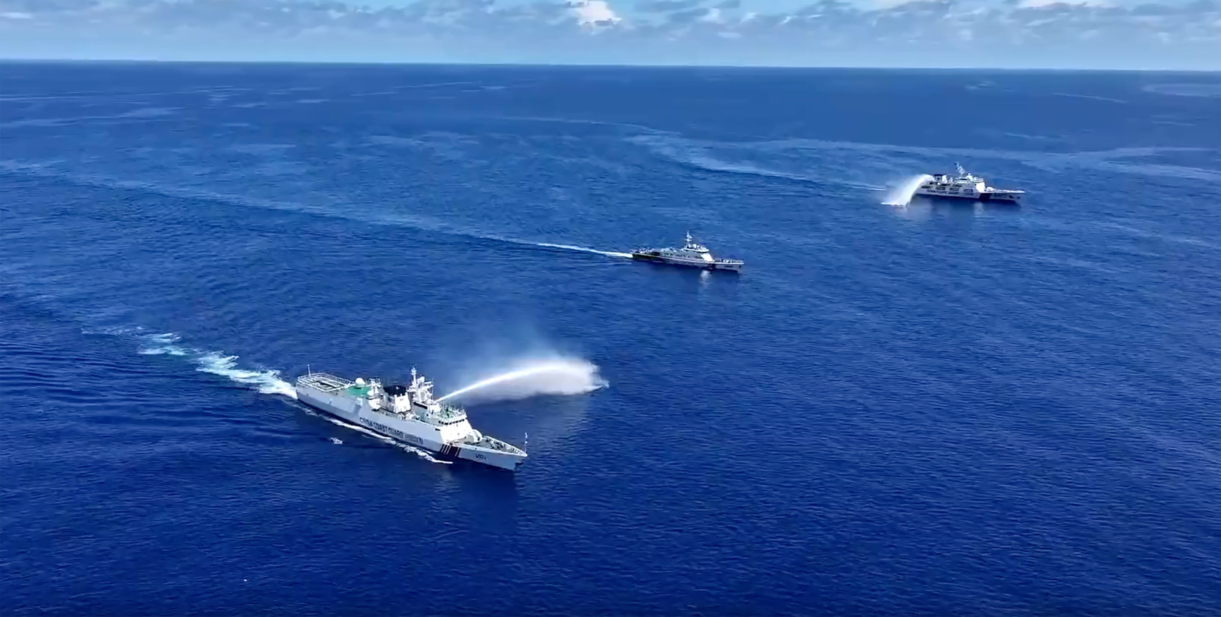 Coastguard ships pictured during the exercise. Photo: The Paper