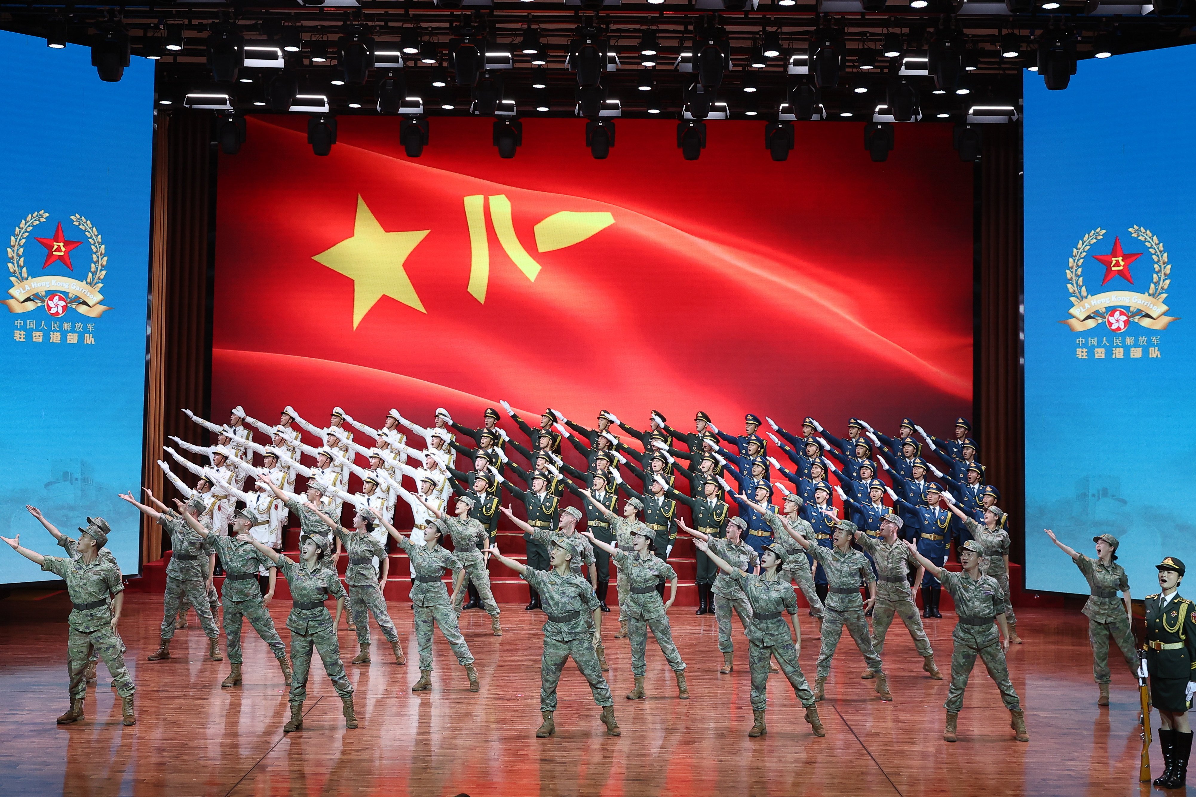 The military’s anniversary was marked with a reception and performance at Ngong Shuen Chau Barracks. Photo: Edmond So