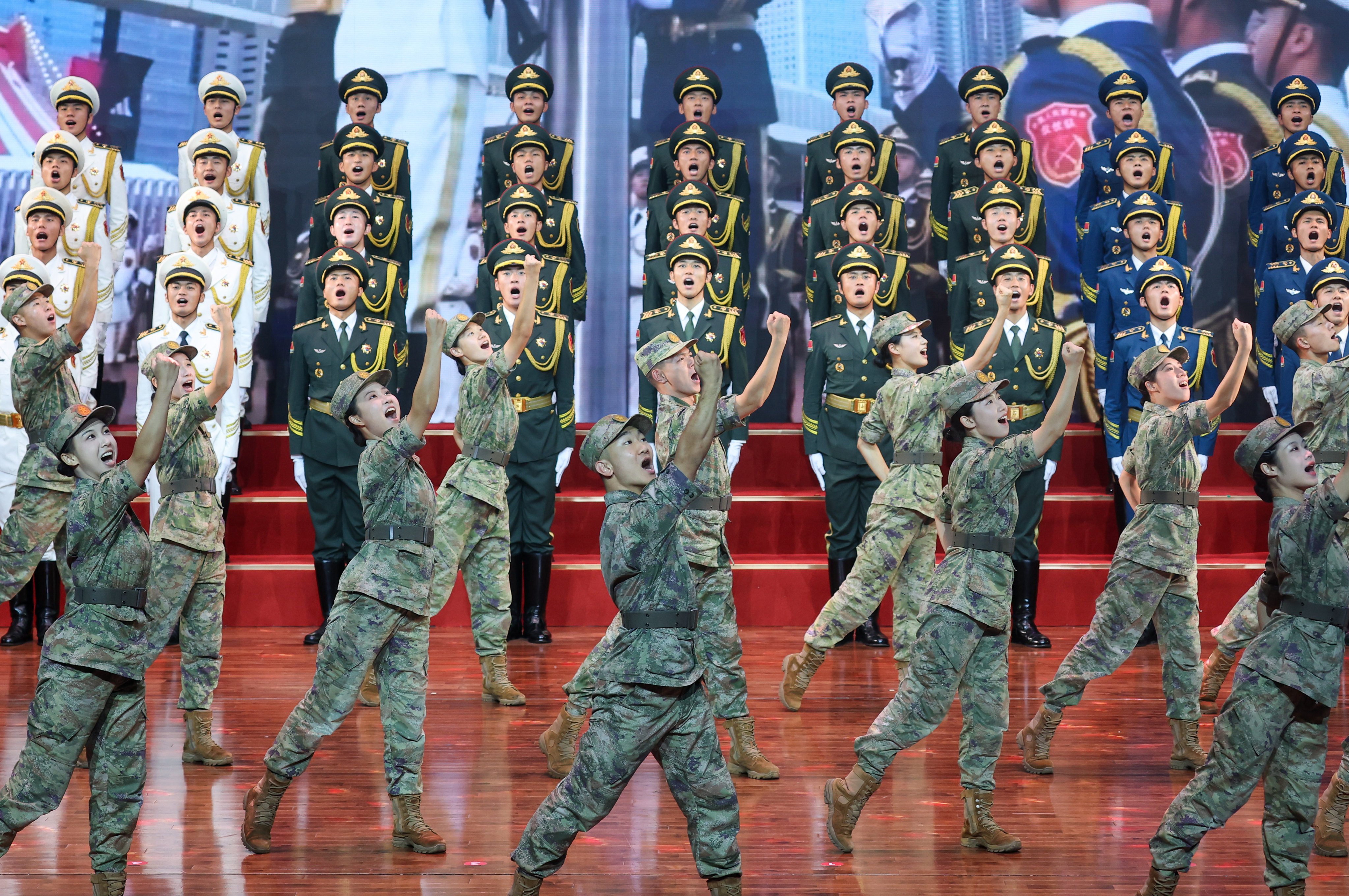 The 30-minute ceremony featured three song-and-dance performances by the honour guard battalion and the garrison’s art troupe. Photo: Edmond So