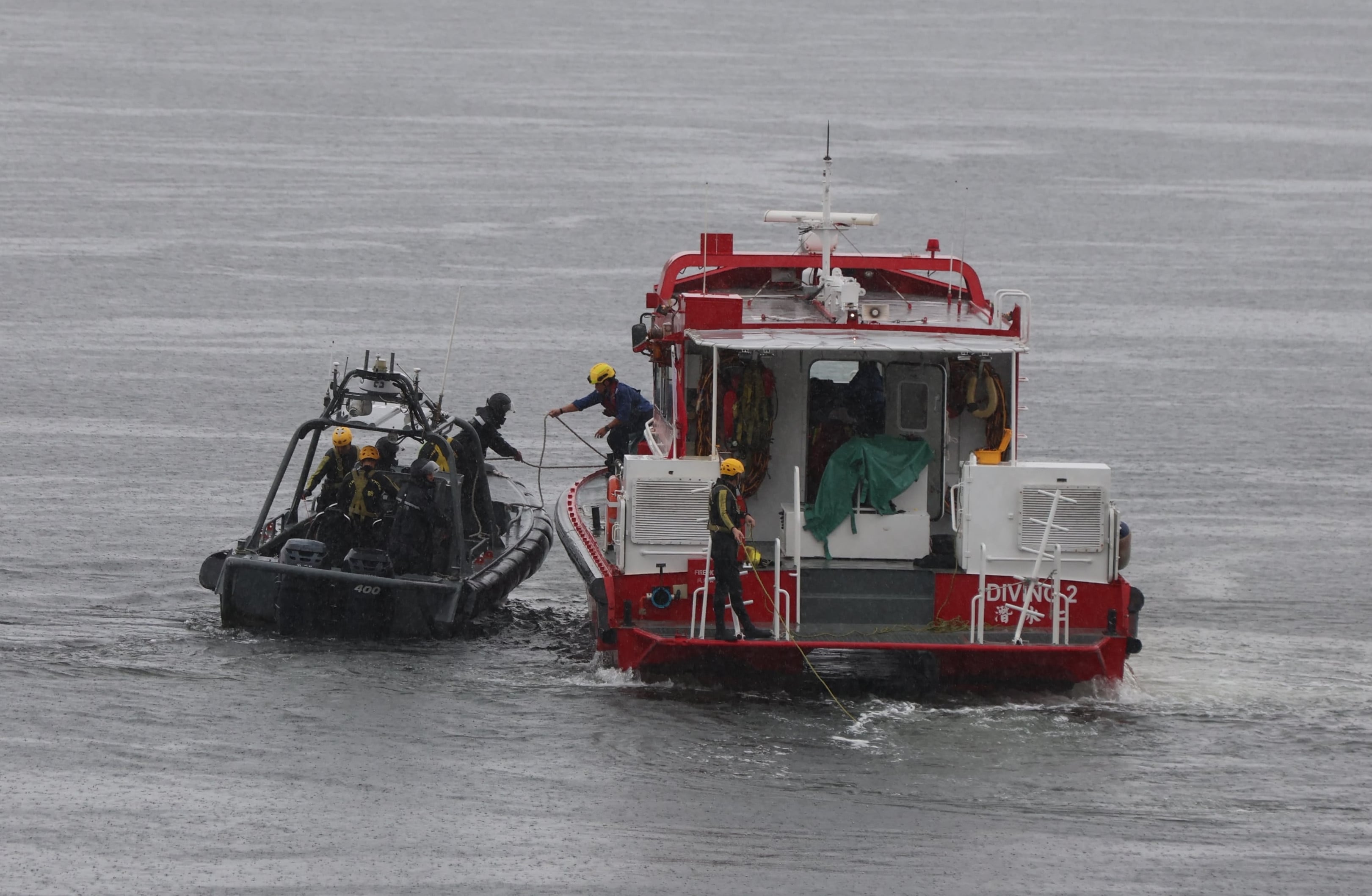 Hong Kong emergency services search for the missing triathlete in the waters of Tai Mei Tuk on Sunday. Photo: Handout