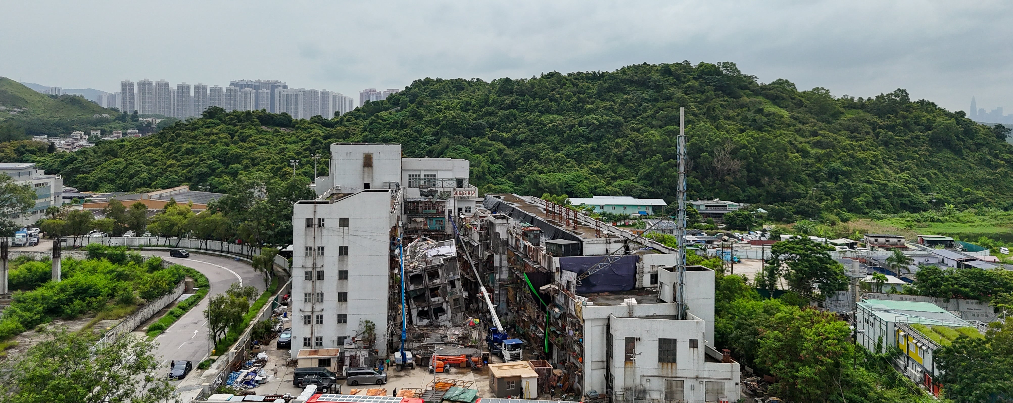 The film set in Yuen Long InnoPark. Photo: Dickson Lee