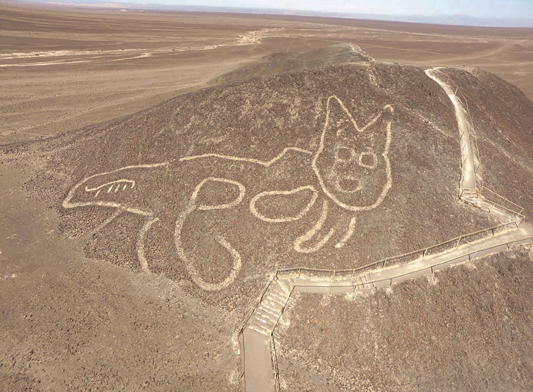 One of the geoglyphs etched into a slope at the Unesco Nazca Lines world heritage site in the Peruvian desert. On Saturday, a tourist plane visiting the archaeological site crashed, killing all 13 passengers and crew, police said. Photo: Peruvian Ministry of Culture / AFP