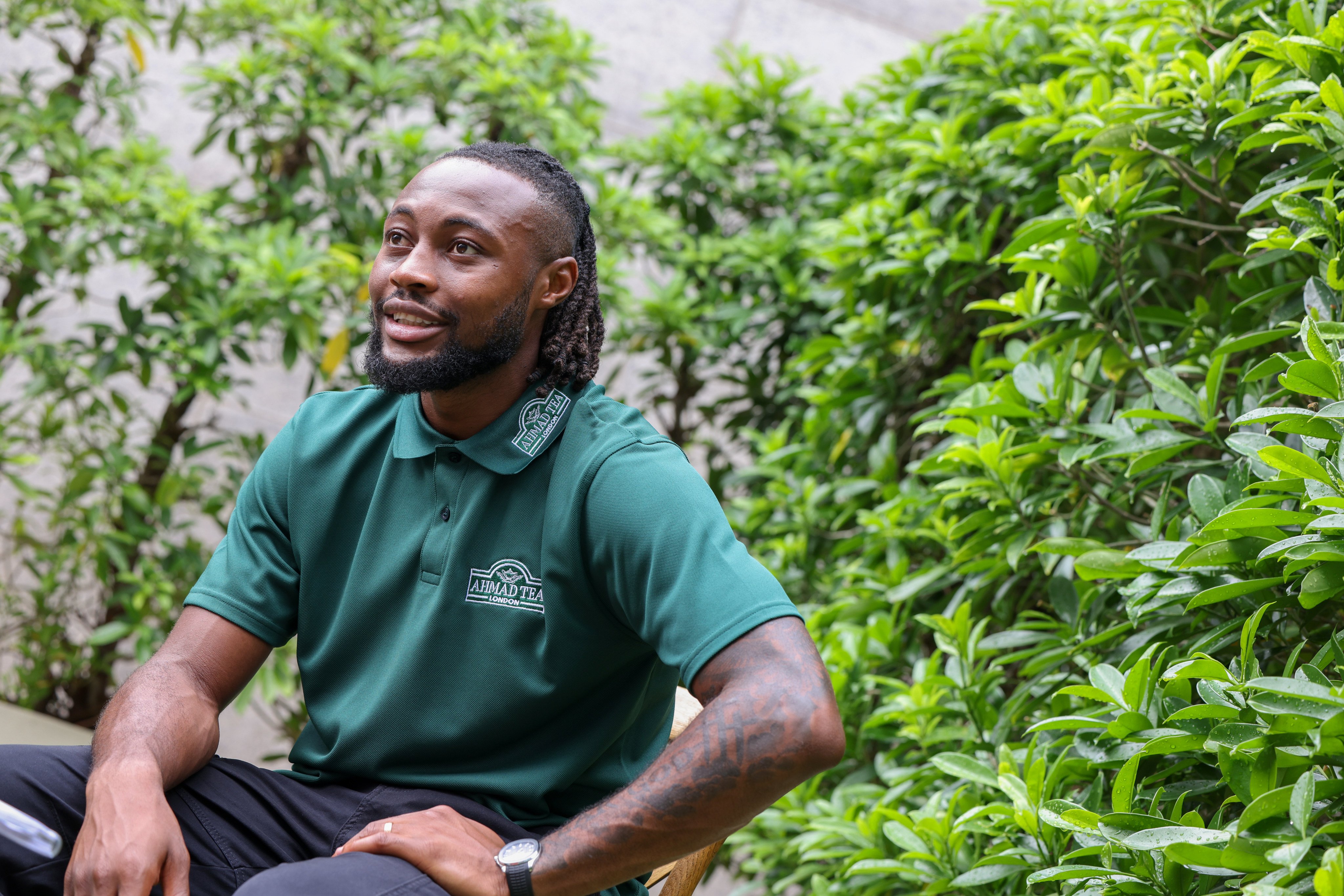 Antoine Semenyo discusses his time in football during an Ahmad Tea’s event in Kowloon Bay. Photo: Nora Tam