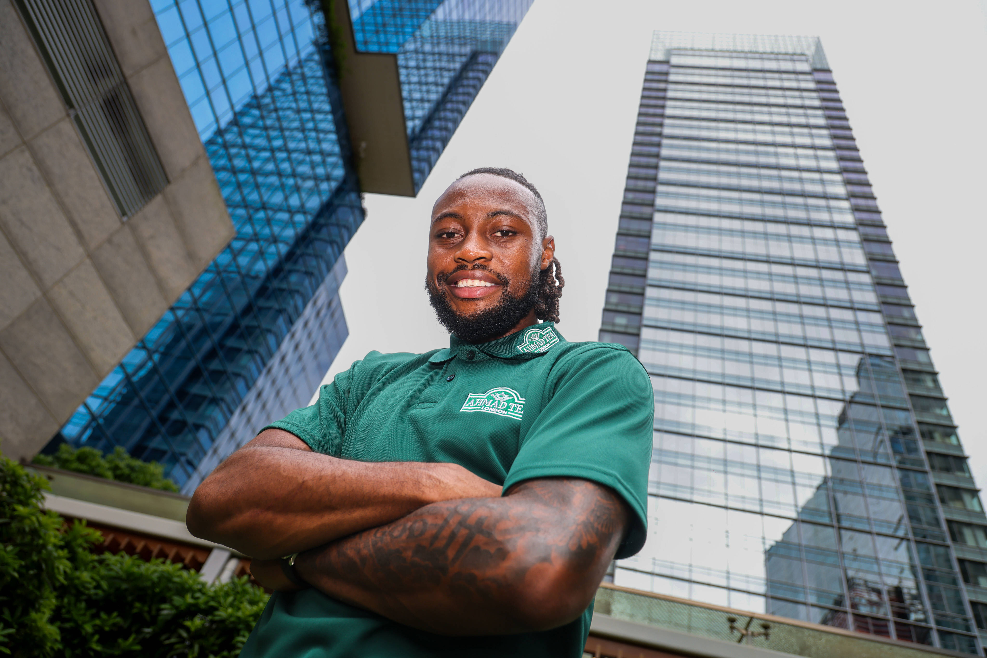 Antoine Semenyo discusses his time in football during an Ahmad Tea’s event in Kowloon Bay. Photo: Nora Tam