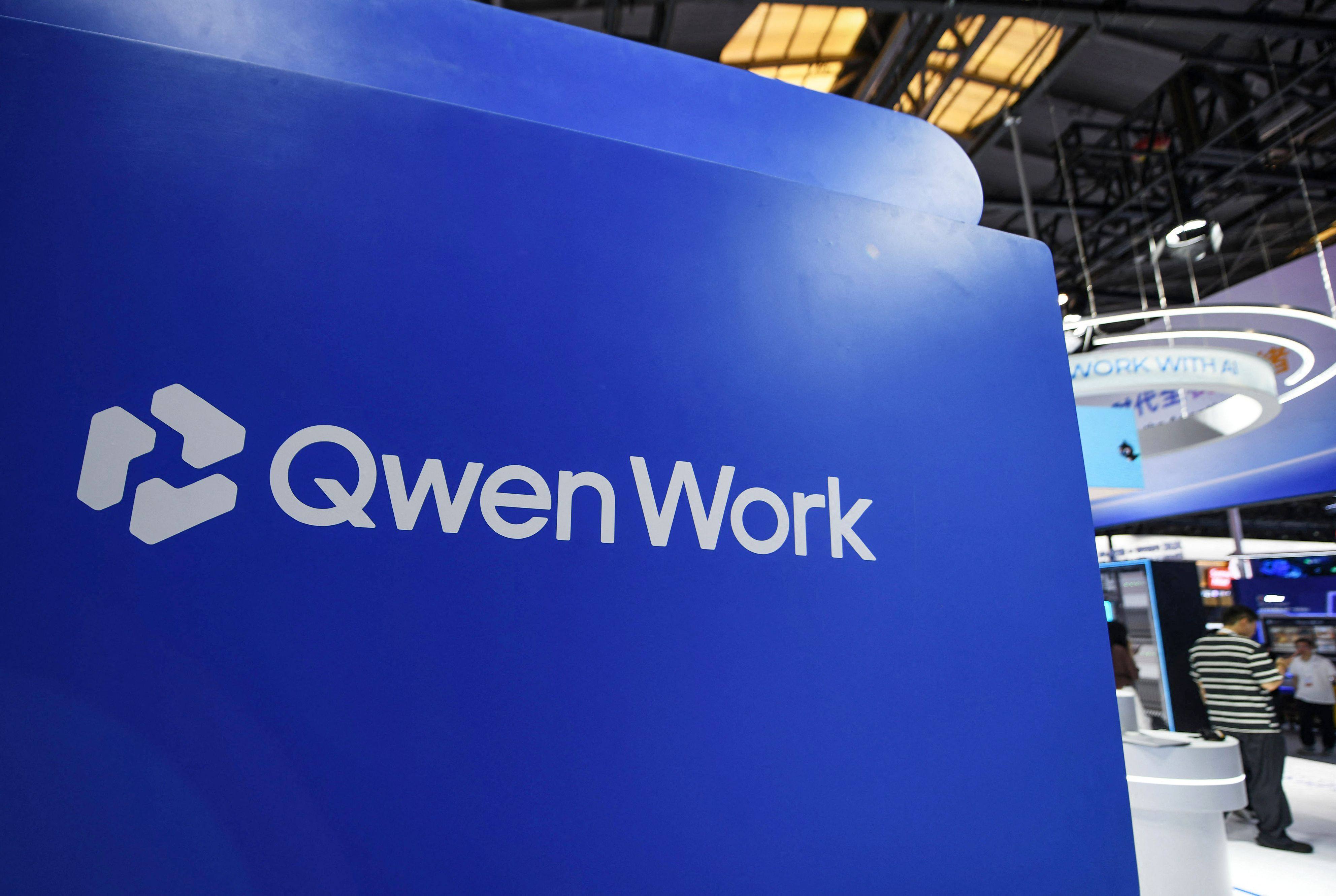 The logo of Qwen is seen during the World Artificial Intelligence Conference in Shanghai on July 17. Photo: AFP