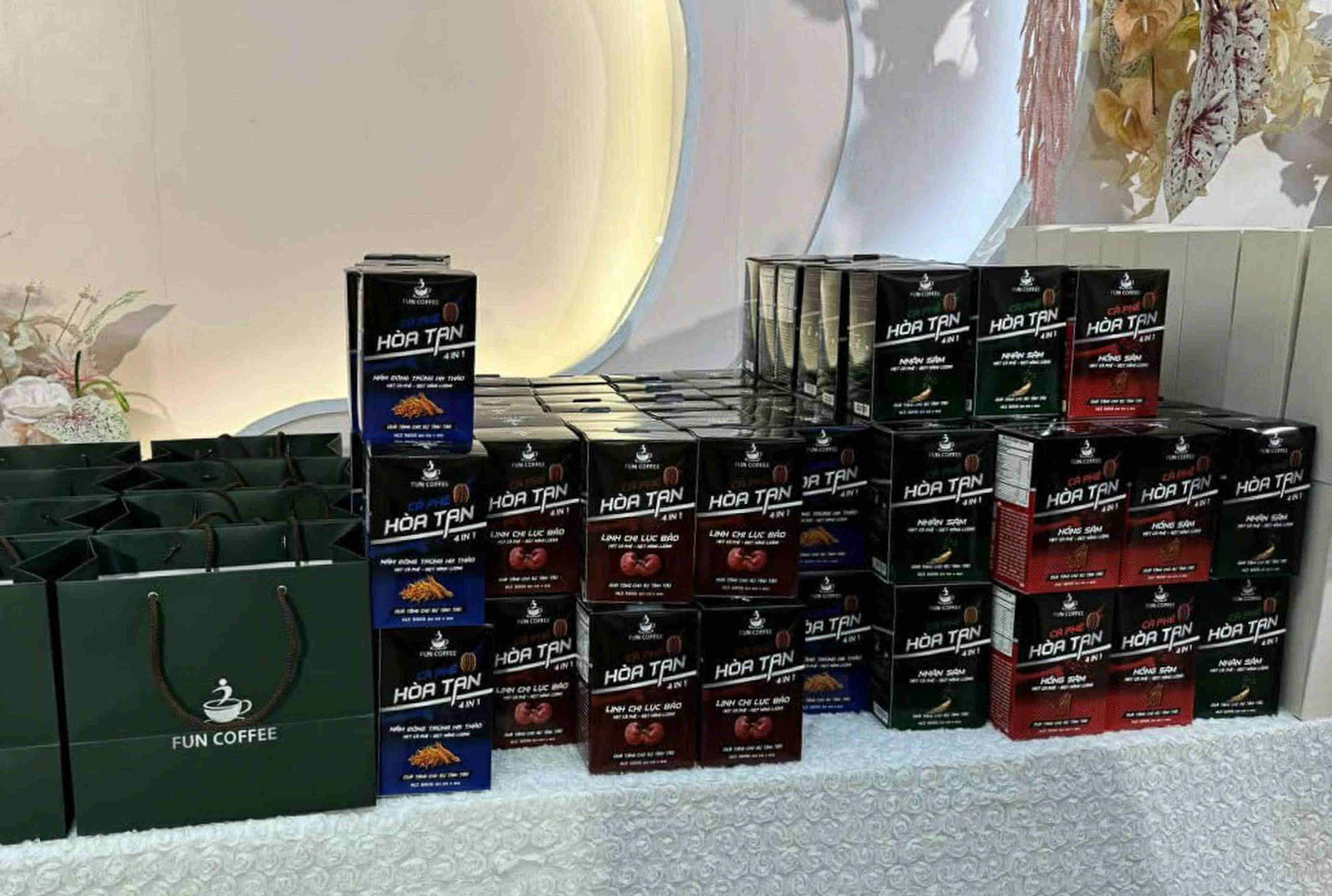 Promotional materials seized during the raid. Fun Coffee boasts on its website that it has assets of more than US$1 billion and a team of over 5,000. Photo: Handout