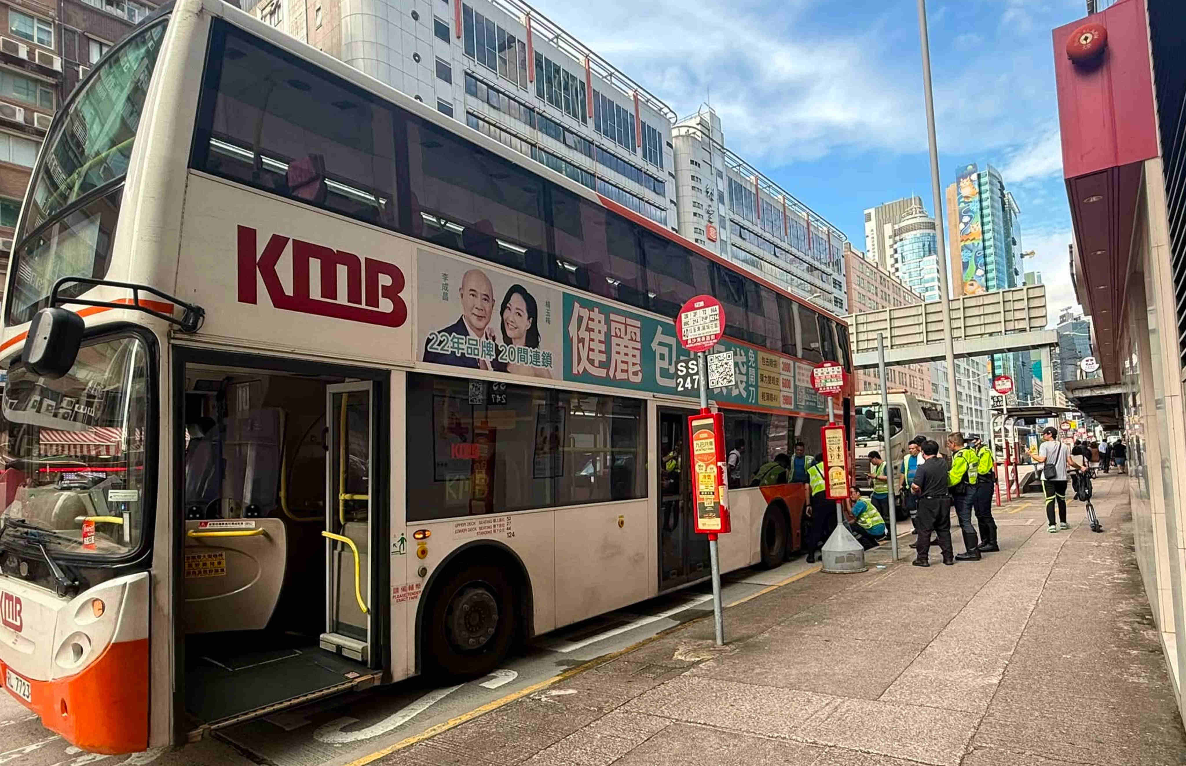 The 49-year-old driver continued driving the bus for another 200 metres after the wheel came off before stopping. Photo: Handout