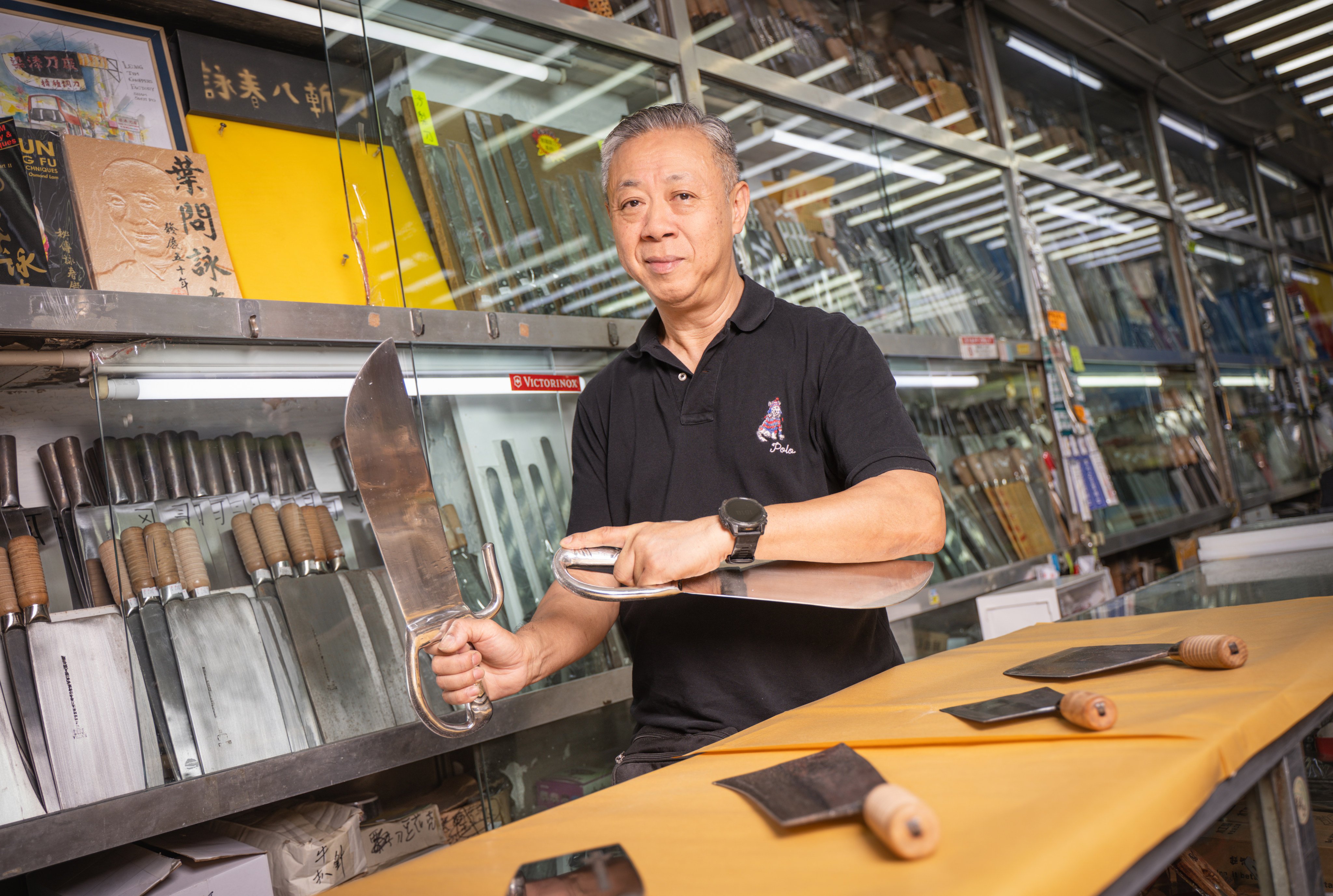 Leung Hung, third-generation knife-maker and owner of Sham Shui Po’s Leung Tim Choppers Factory. Photo: Alexander Mak